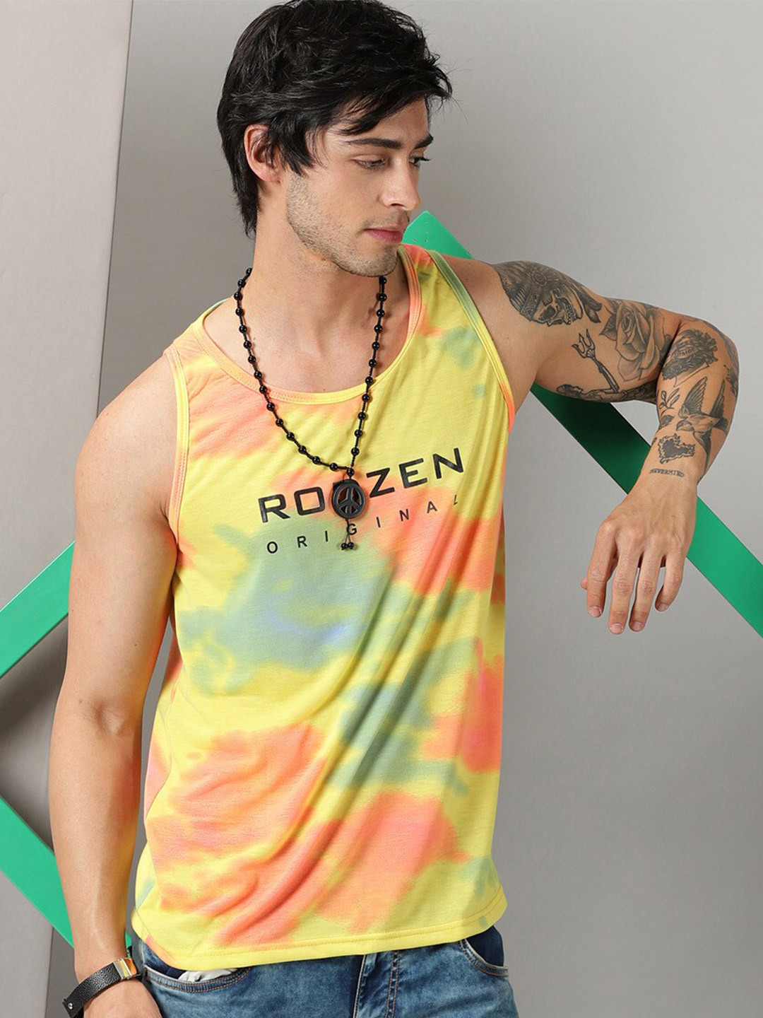 

Rodzen Tie And Dye Round Neck Regular Fit Cotton T-Shirt, Multi