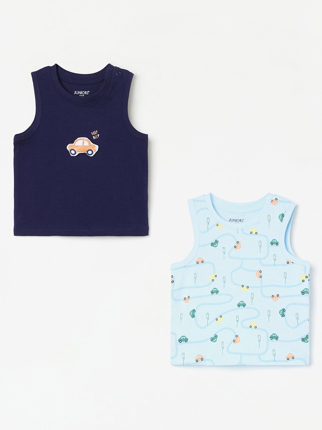 

Juniors by Lifestyle Boys Pack of 2 Printed Pure Cotton T-shirt, Navy blue
