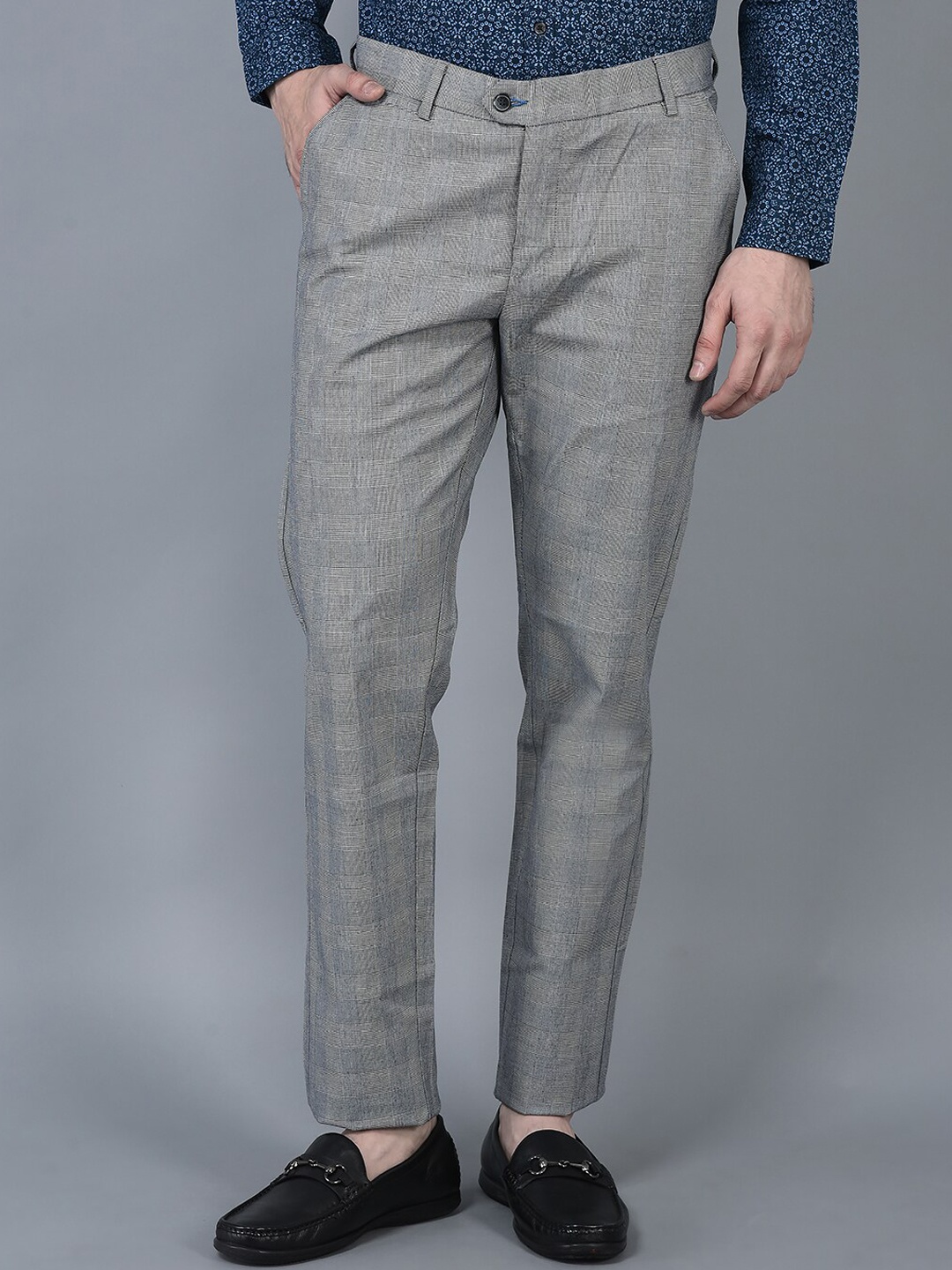 

CANOE Men Textured Smart Easy Wash Trousers, Blue