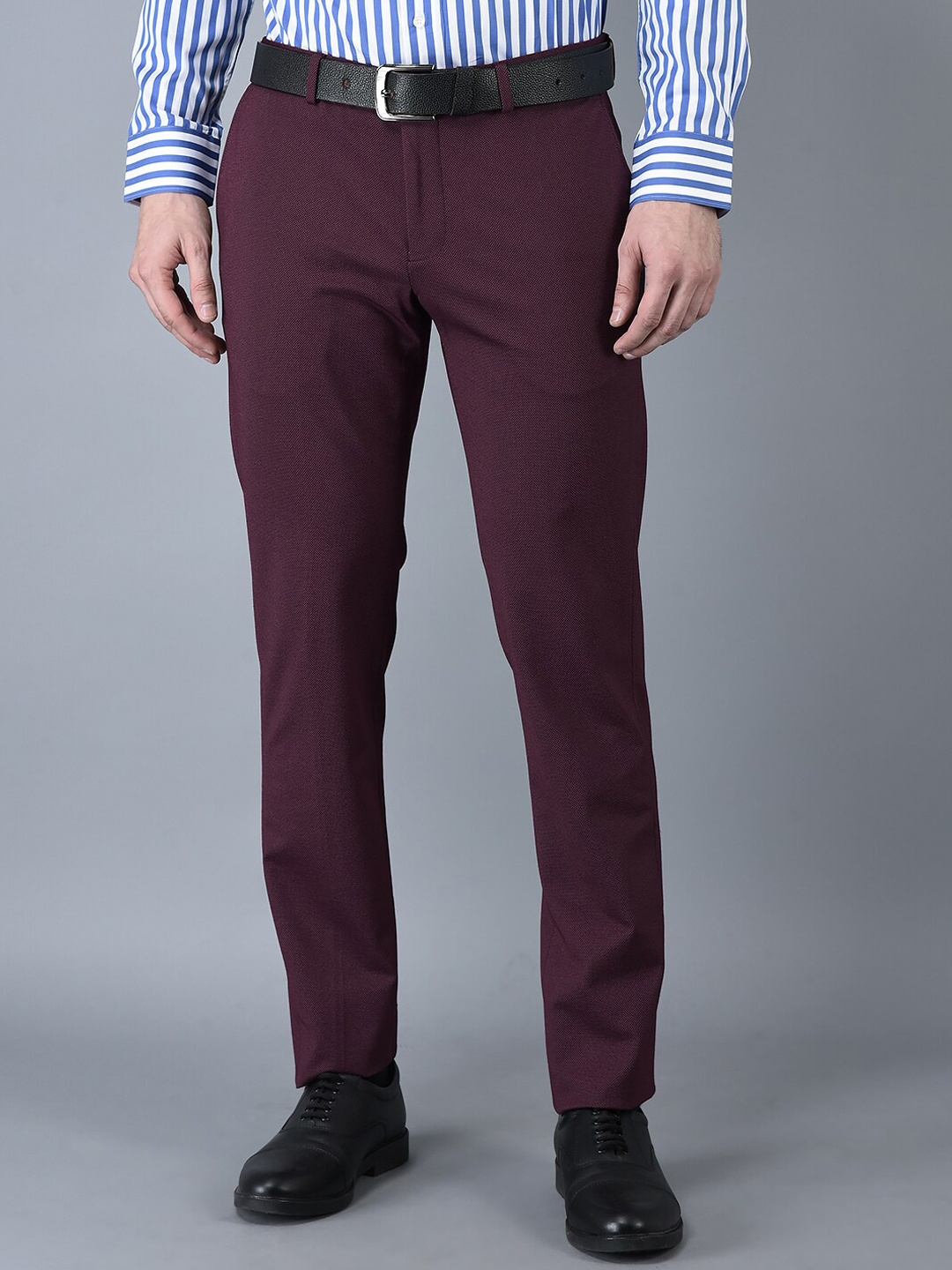 

CANOE Men Textured Smart Easy Wash Chinos Trousers, Pink