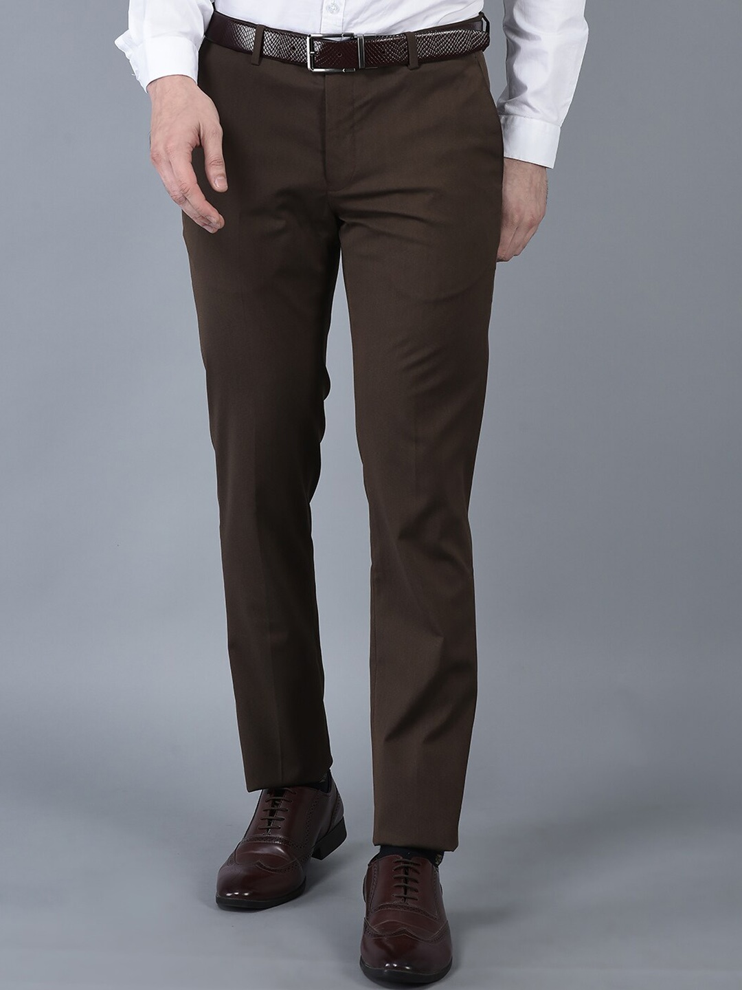 

CANOE Men Smart Easy Wash Trousers, Brown