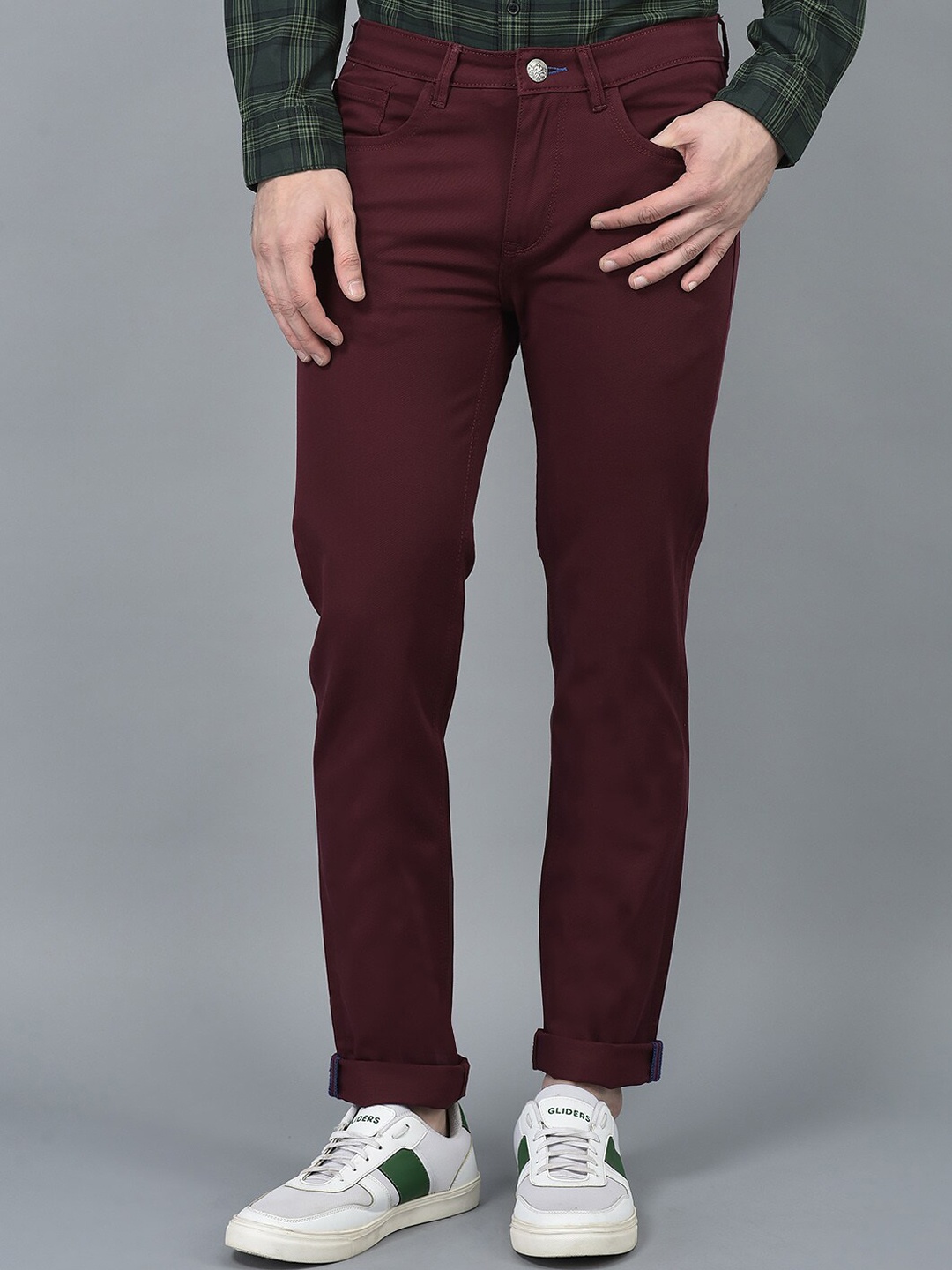 

CANOE Men Smart Easy Wash Chinos Trousers, Maroon