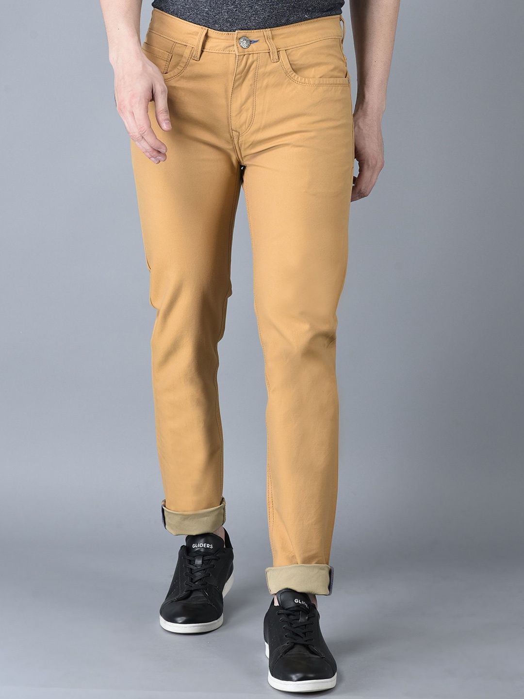 

CANOE Men Smart Easy Wash Mid-Rise Trousers, Mustard