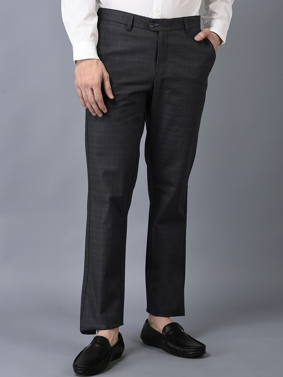 

CANOE Men Checked Smart Easy Wash Chinos Trousers, Grey