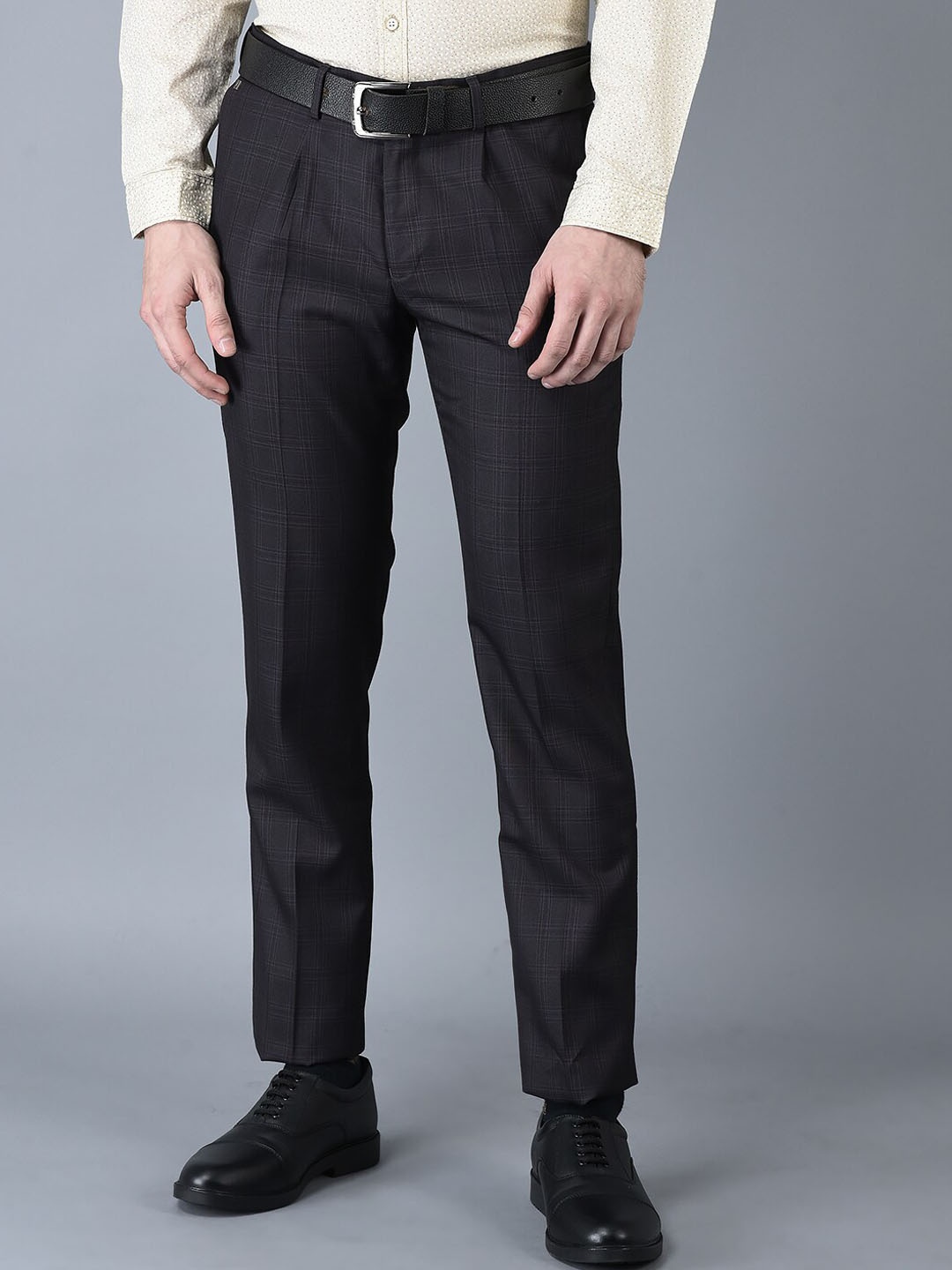 

CANOE Men Checked Smart Easy Wash Chinos Trousers, Grey