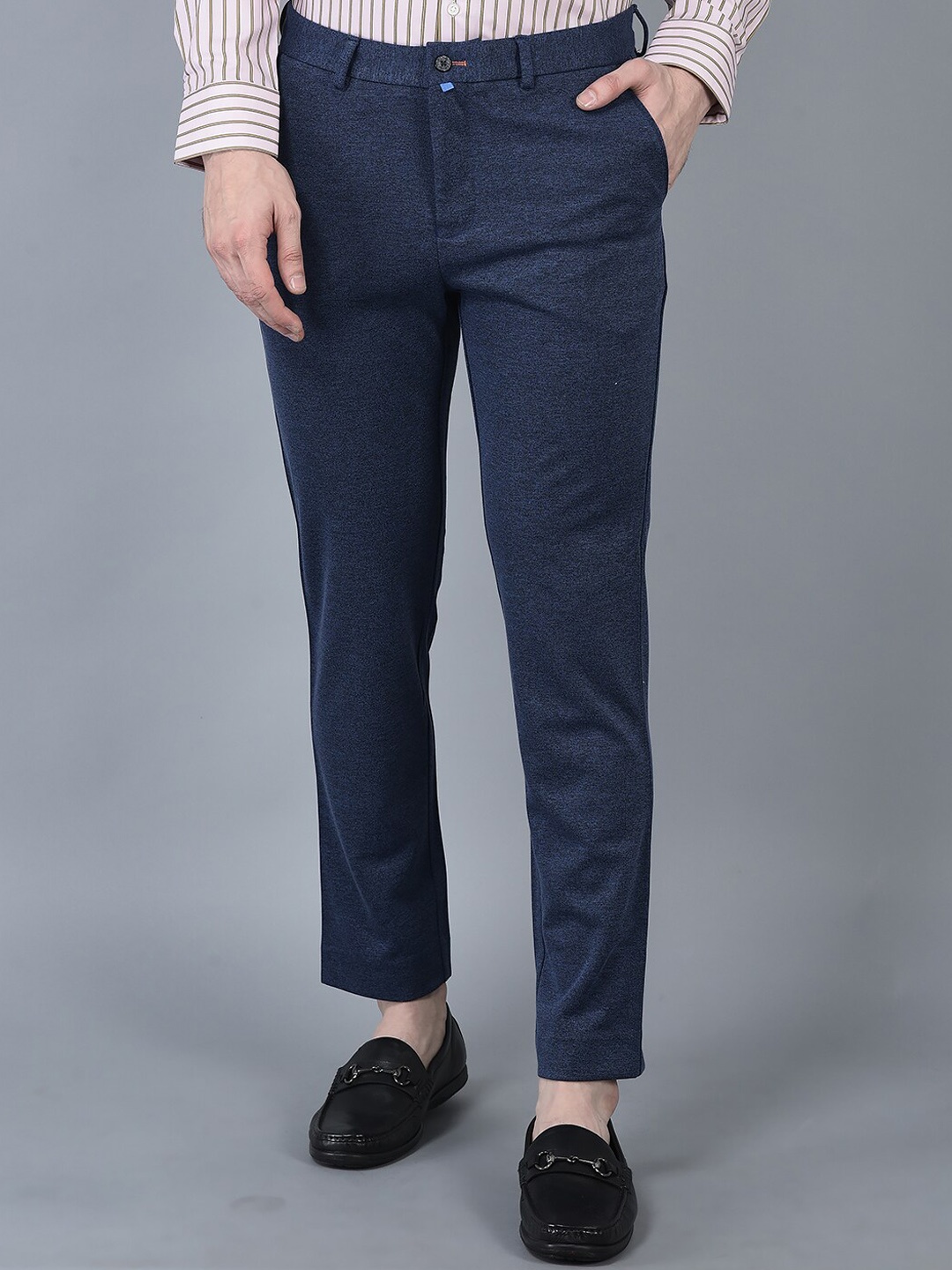 

CANOE Men Smart Easy Wash Mid-Rise Trousers, Blue