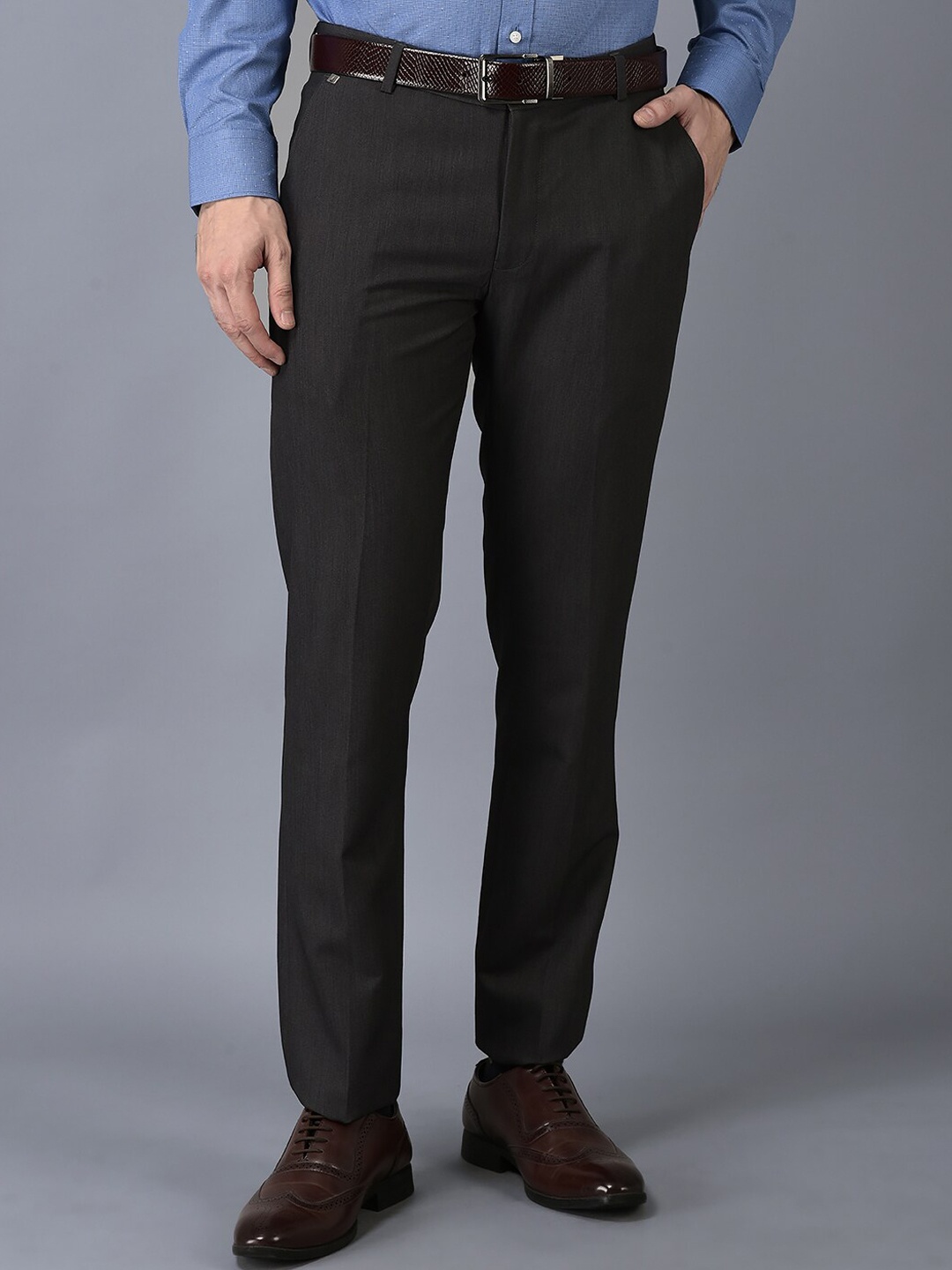 

CANOE Men Smart Easy Wash Formal Trousers, Grey