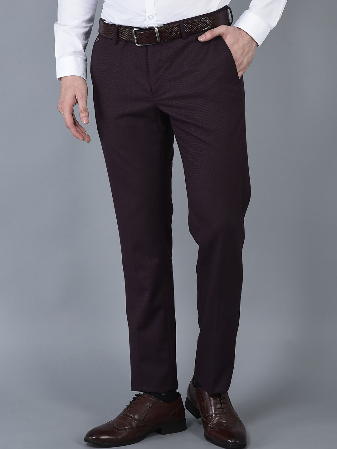 

CANOE Men Smart Easy Wash Mid-Rise Trousers, Pink