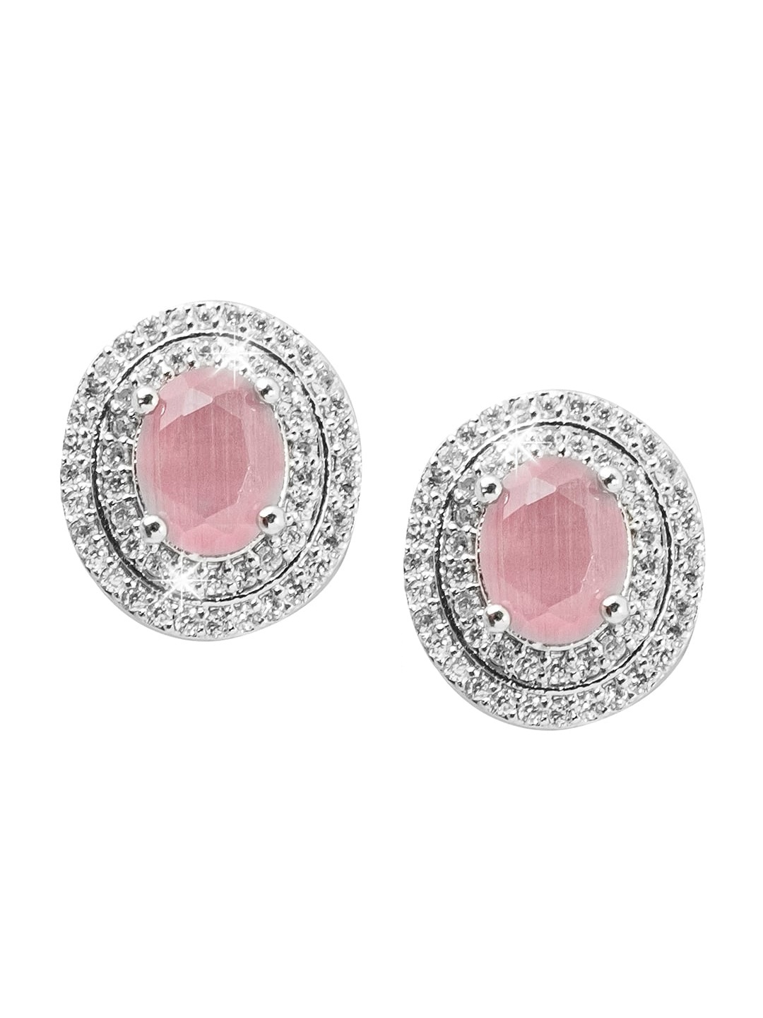 

Shining Jewel - By Shivansh Gold-Plated Contemporary Stud Earrings, Pink