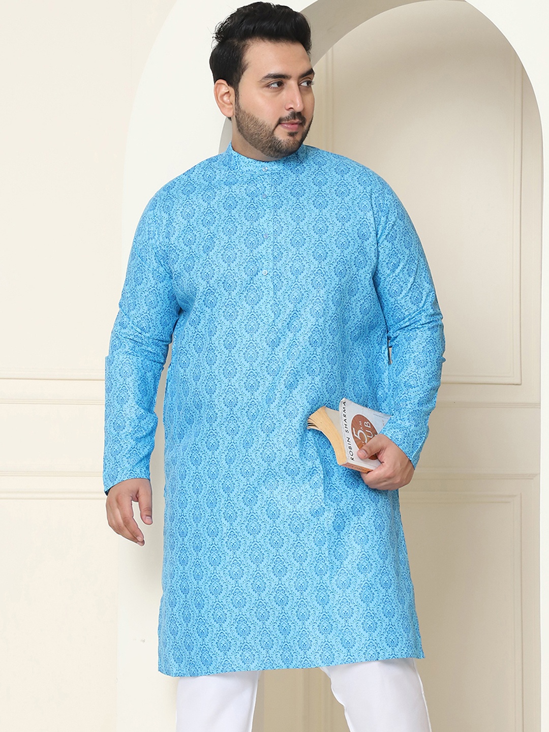 

SOJANYA PLUS Ethnic Motifs Printed Kurta, Turquoise blue