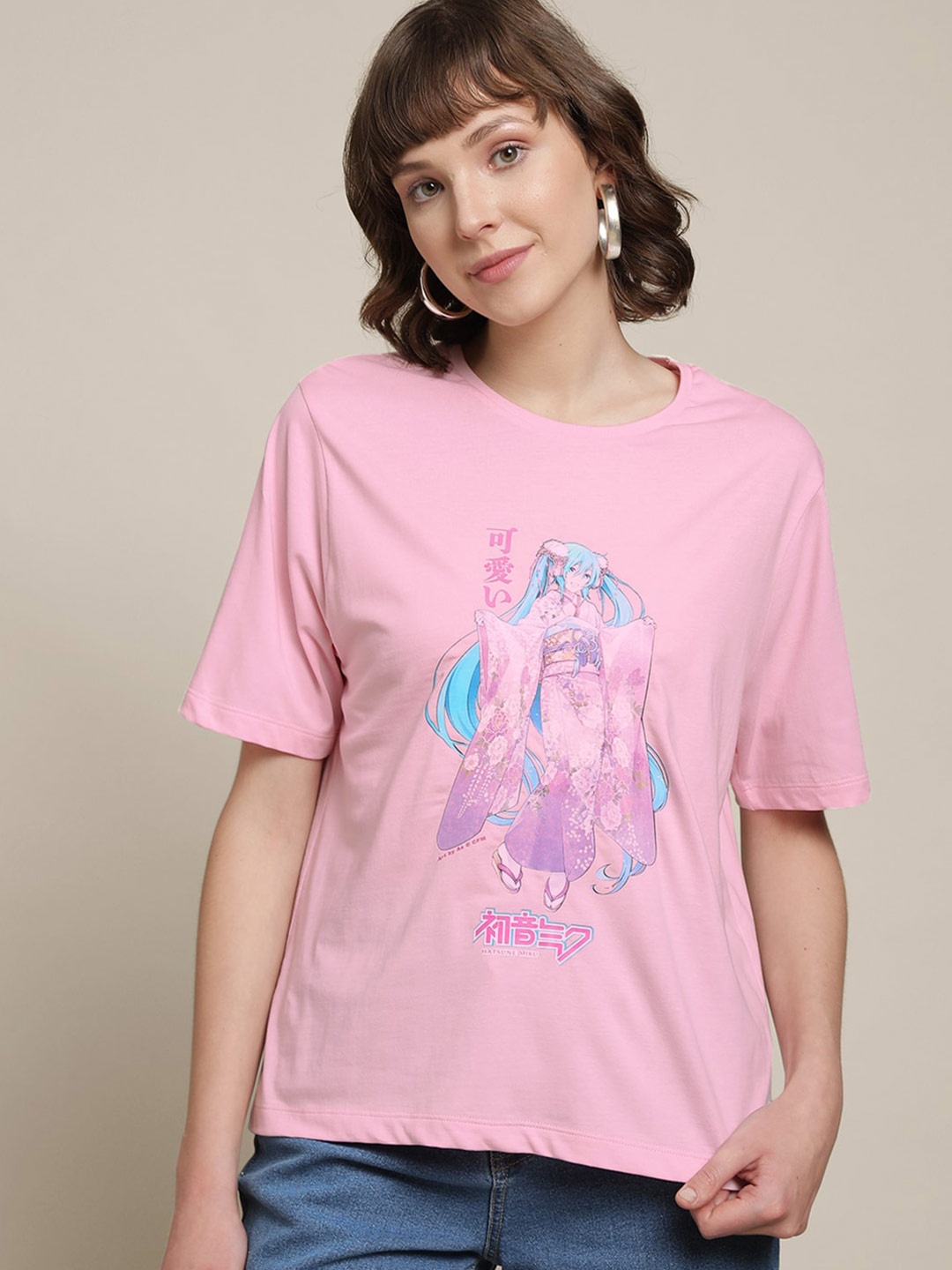 

Free Authority Hatsune Miku Printed Tshirt For Women, Pink