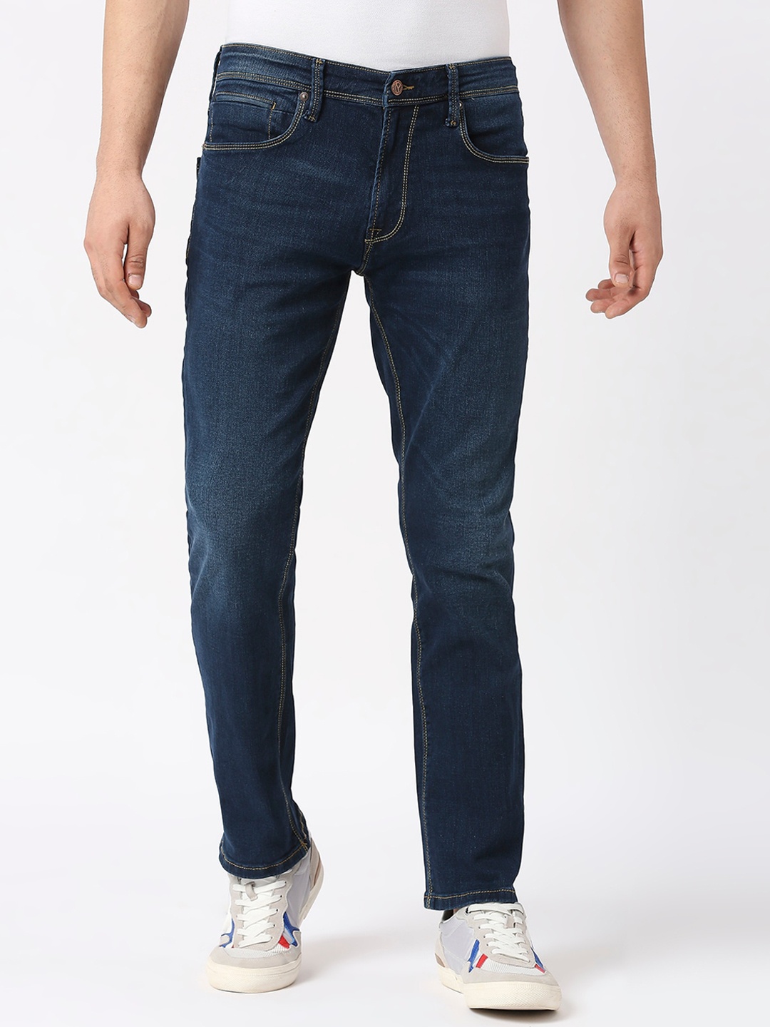 

Pepe Jeans Men Comfort Straight Fit Mid-Rise Jeans, Navy blue