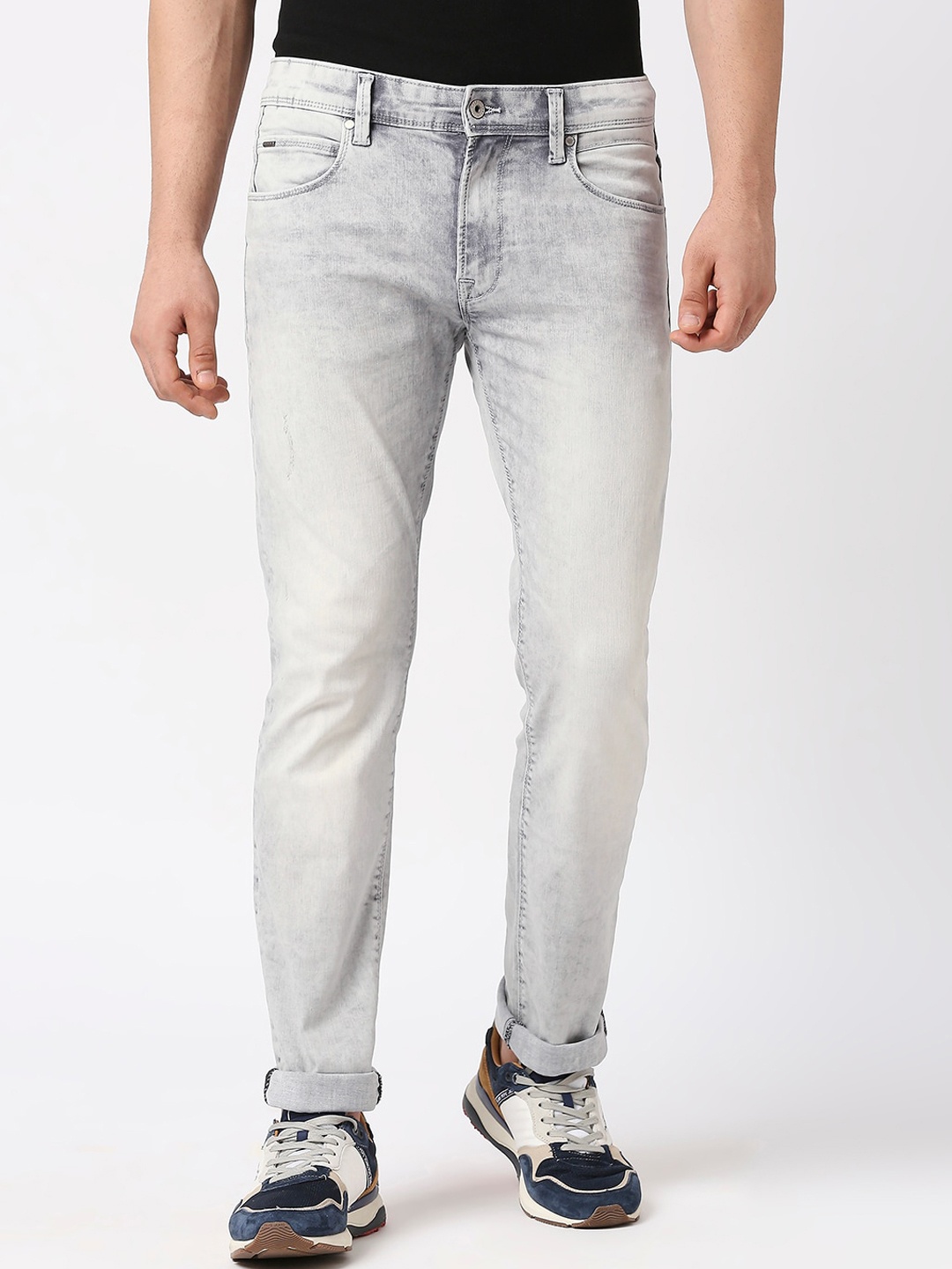 

Pepe Jeans Men Slim Fit Low Distress Heavy Fade Jeans, Grey