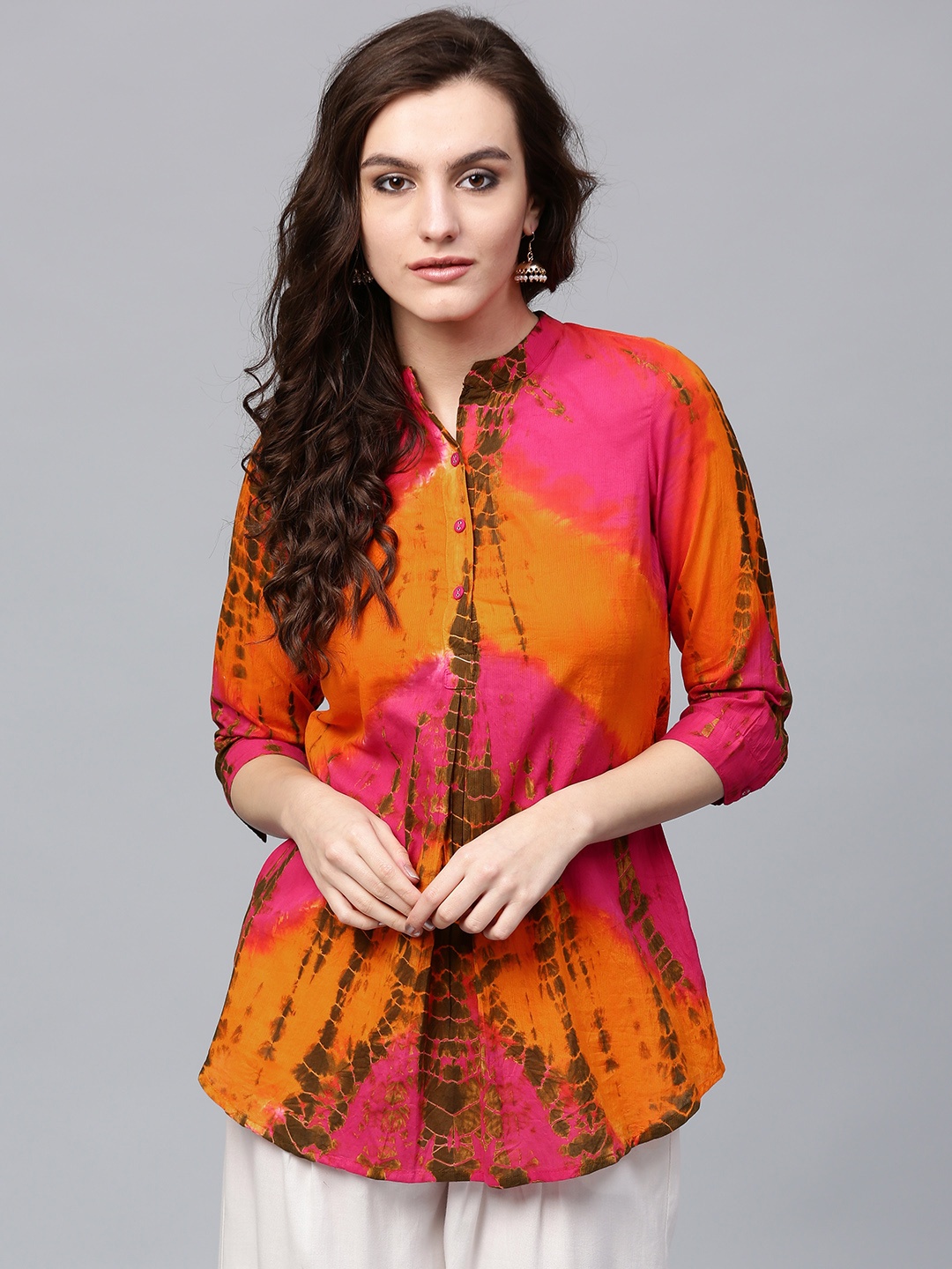 

Rain & Rainbow Pink & Orange Dyed Kurti