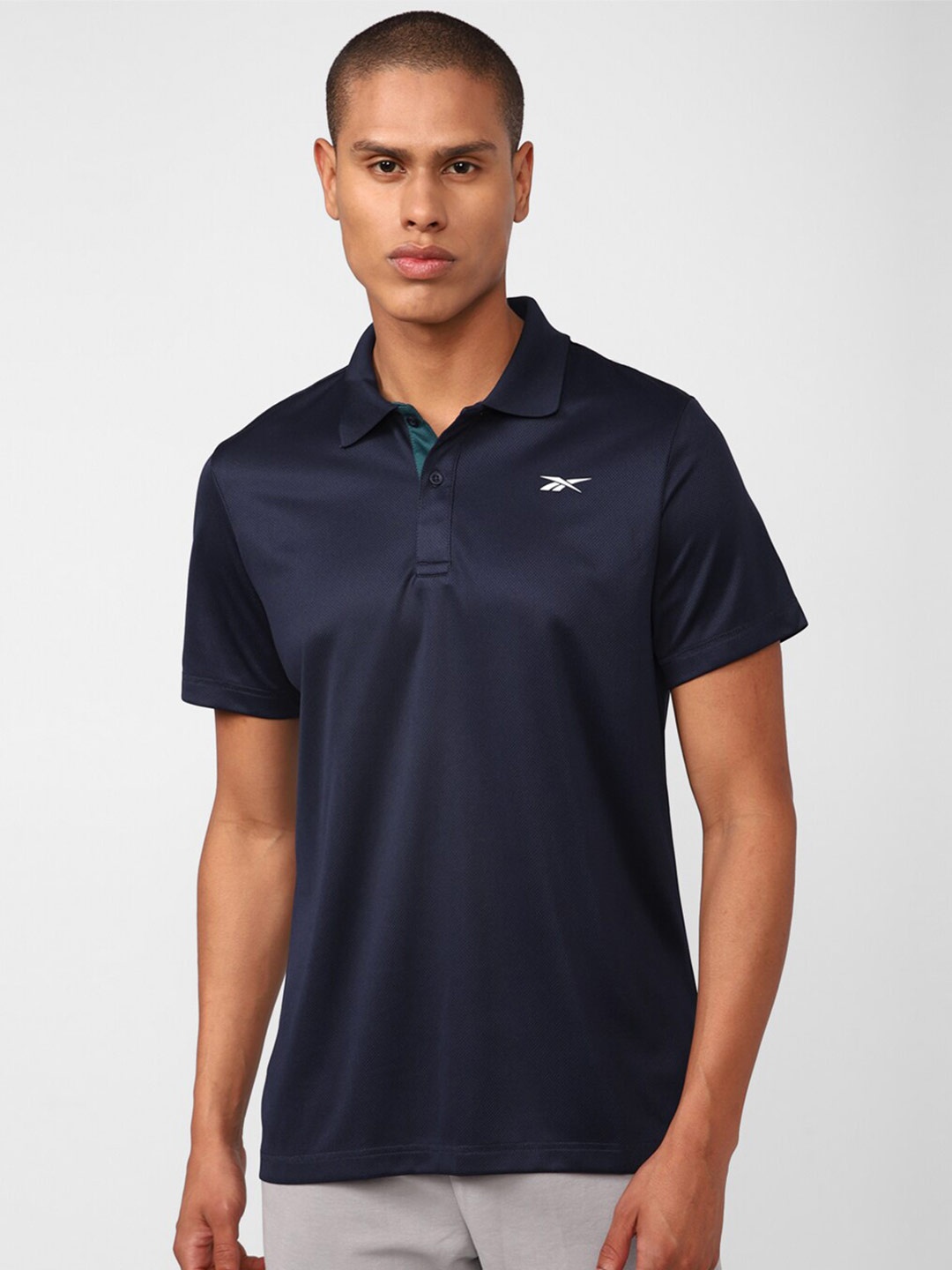 Reebok Men ACT BAS Polo T-Shirt, Navy blue