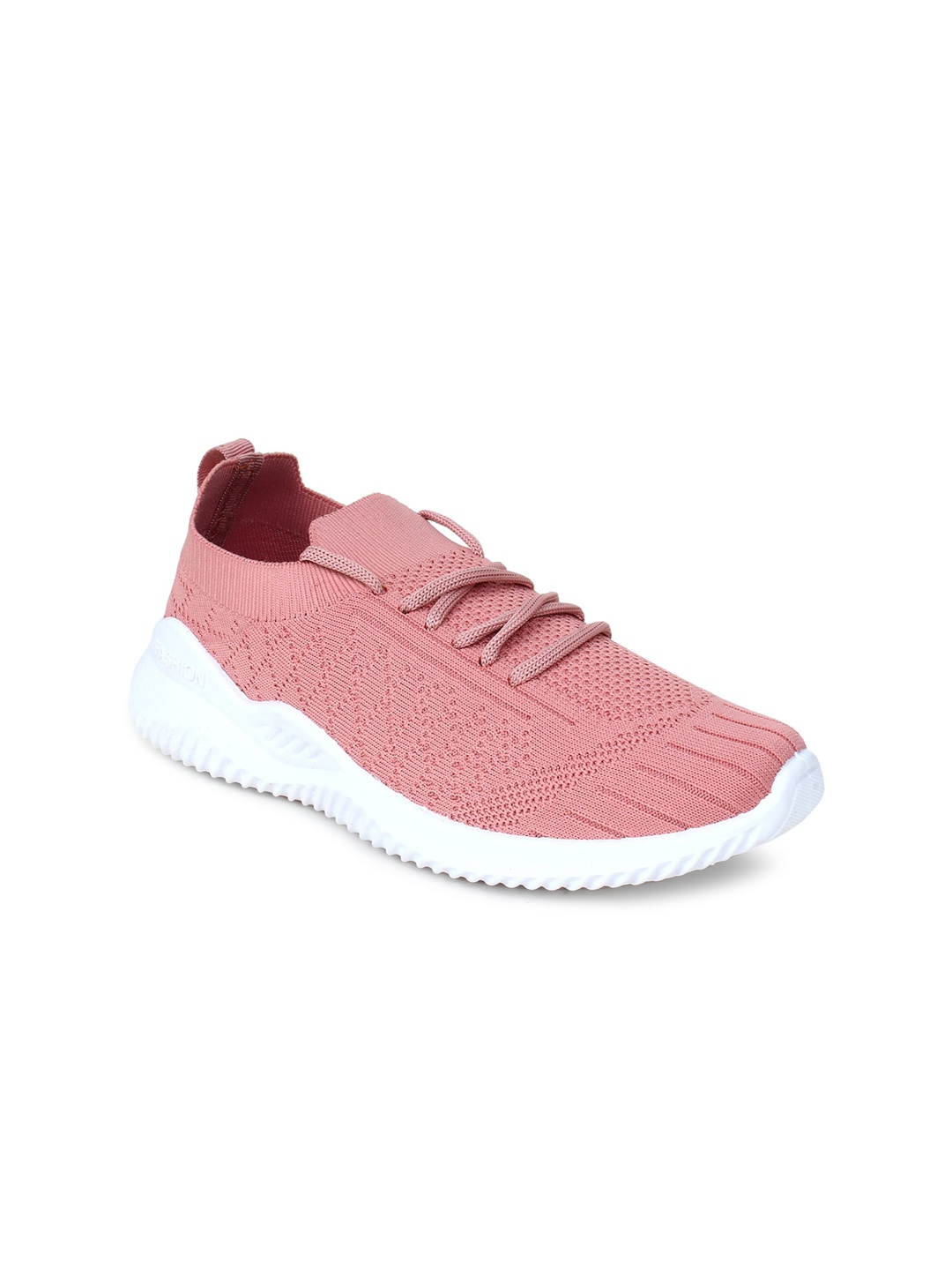 

Champs Women Woven Design Lightweight Mesh Contrast Sole Sneakers, Peach
