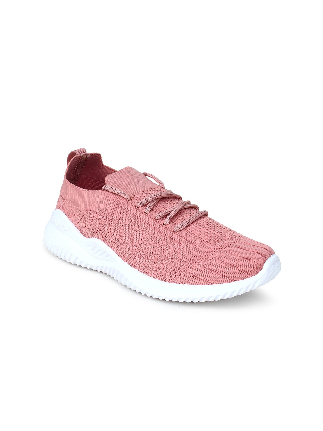 

Champs Women Woven Design Lightweight Mesh Contrast Sole Sneakers, Peach