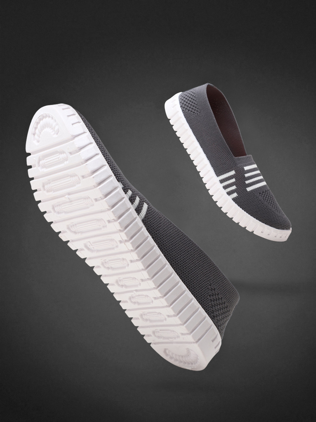 

Champs Women Woven Design Lightweight Mesh Contrast Sole Slip- On Sneakers, Grey