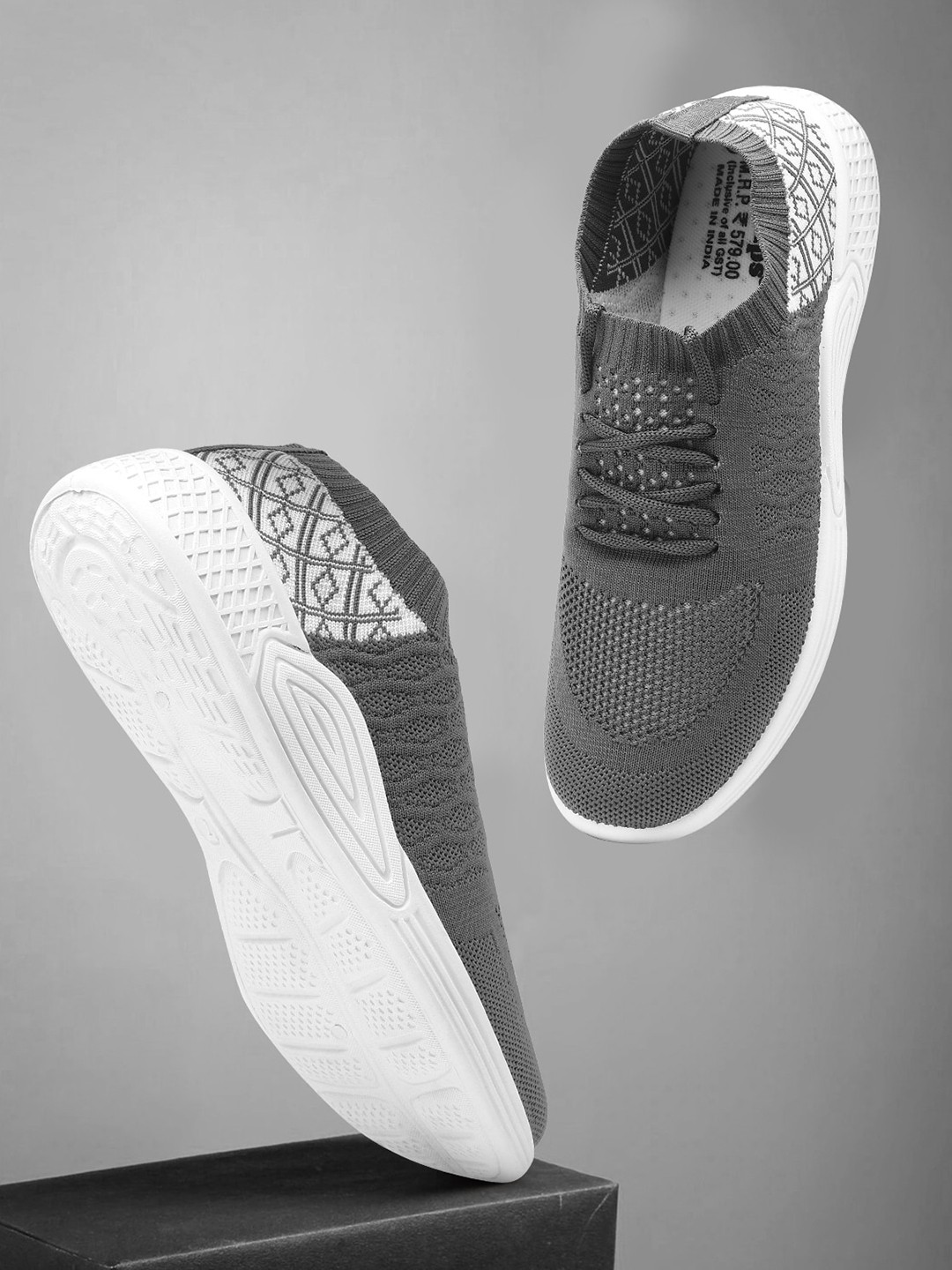 

Champs Women Woven Design Lightweight Mesh Contrast Sole Sneakers, Grey