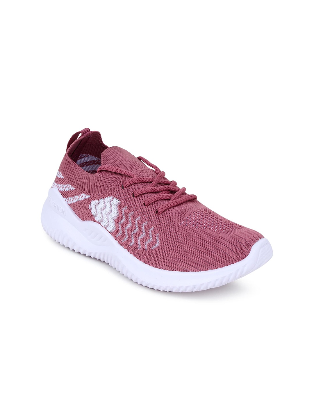 

Champs Women Woven Design Lightweight Mesh Contrast Sole Sneakers, Mauve