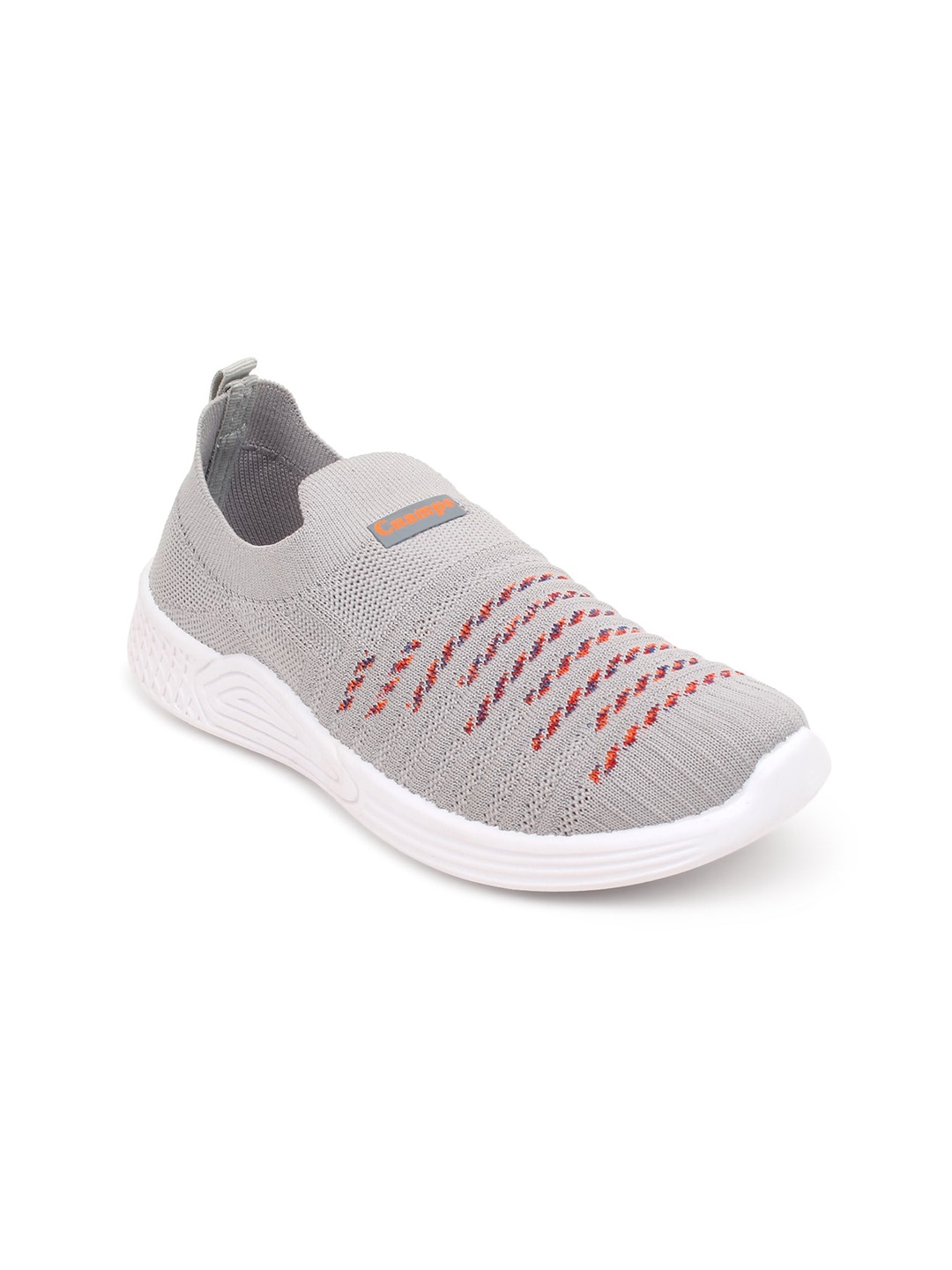

Champs Women Woven Design Lightweight Mesh Contrast Sole Slip -On Sneakers, Grey