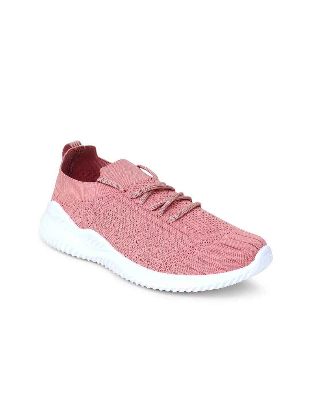 

Champs Women Woven Design Lightweight Mesh Contrast Sole Sneakers, Peach