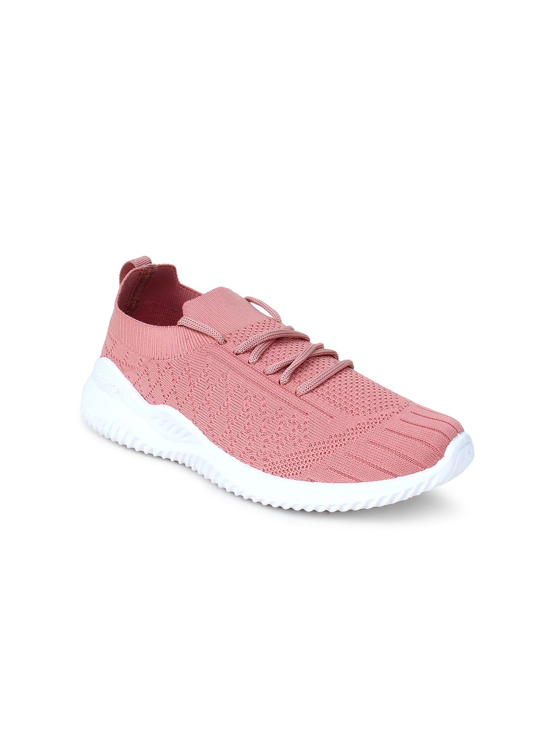 

Champs Women Woven Design Lightweight Mesh Contrast Sole Sneakers, Peach