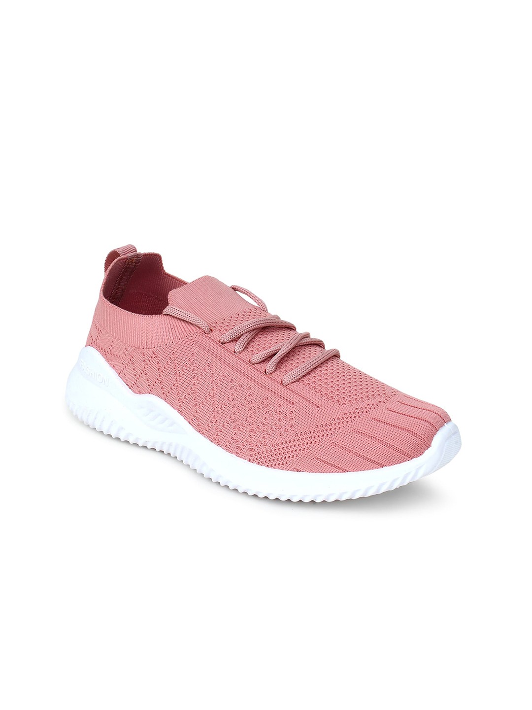 

Champs Women Woven Design Lightweight Mesh Contrast Sole Sneakers, Peach