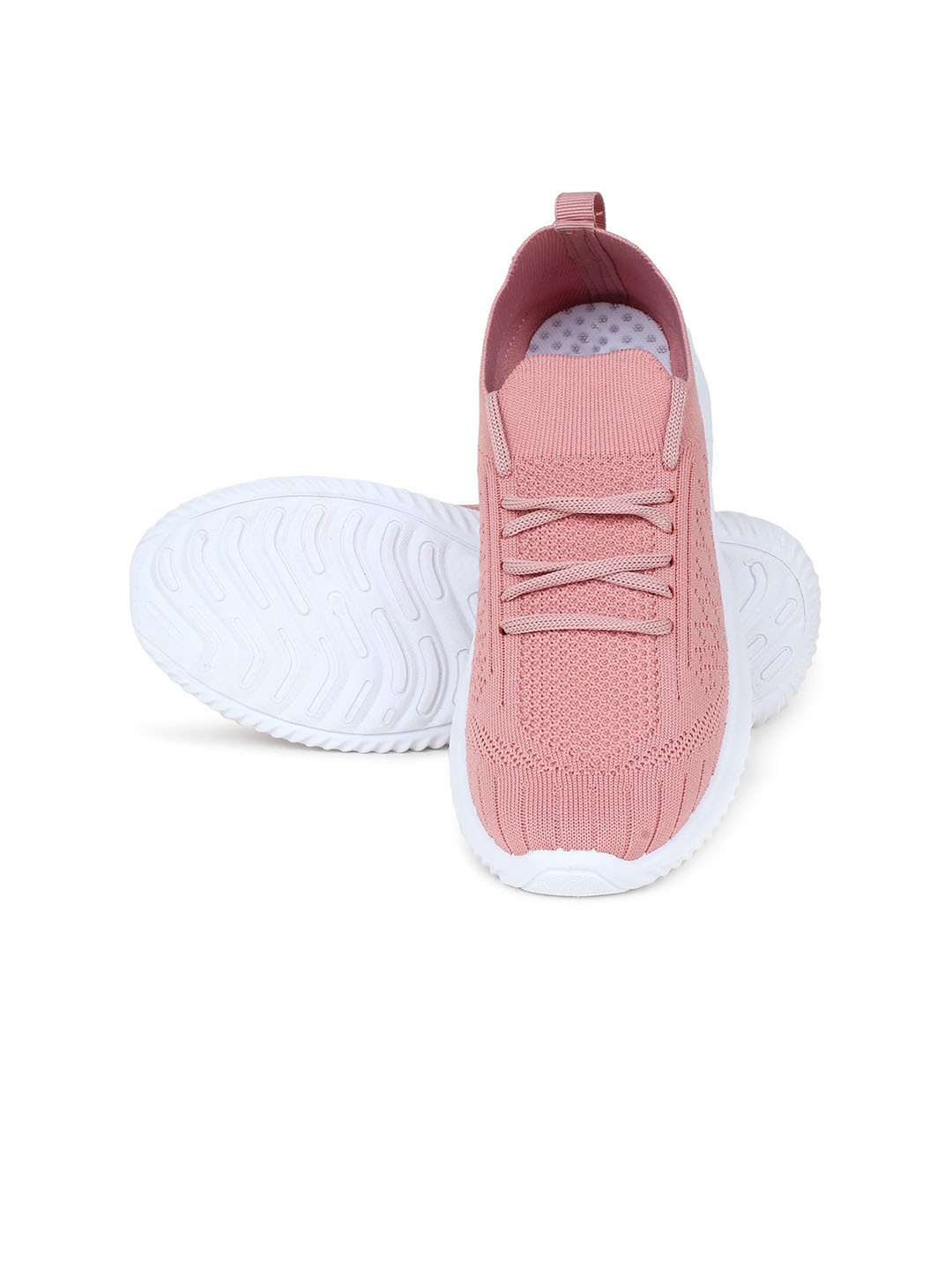 

Champs Women Woven Design Lightweight Mesh Contrast Sole Sneakers, Peach