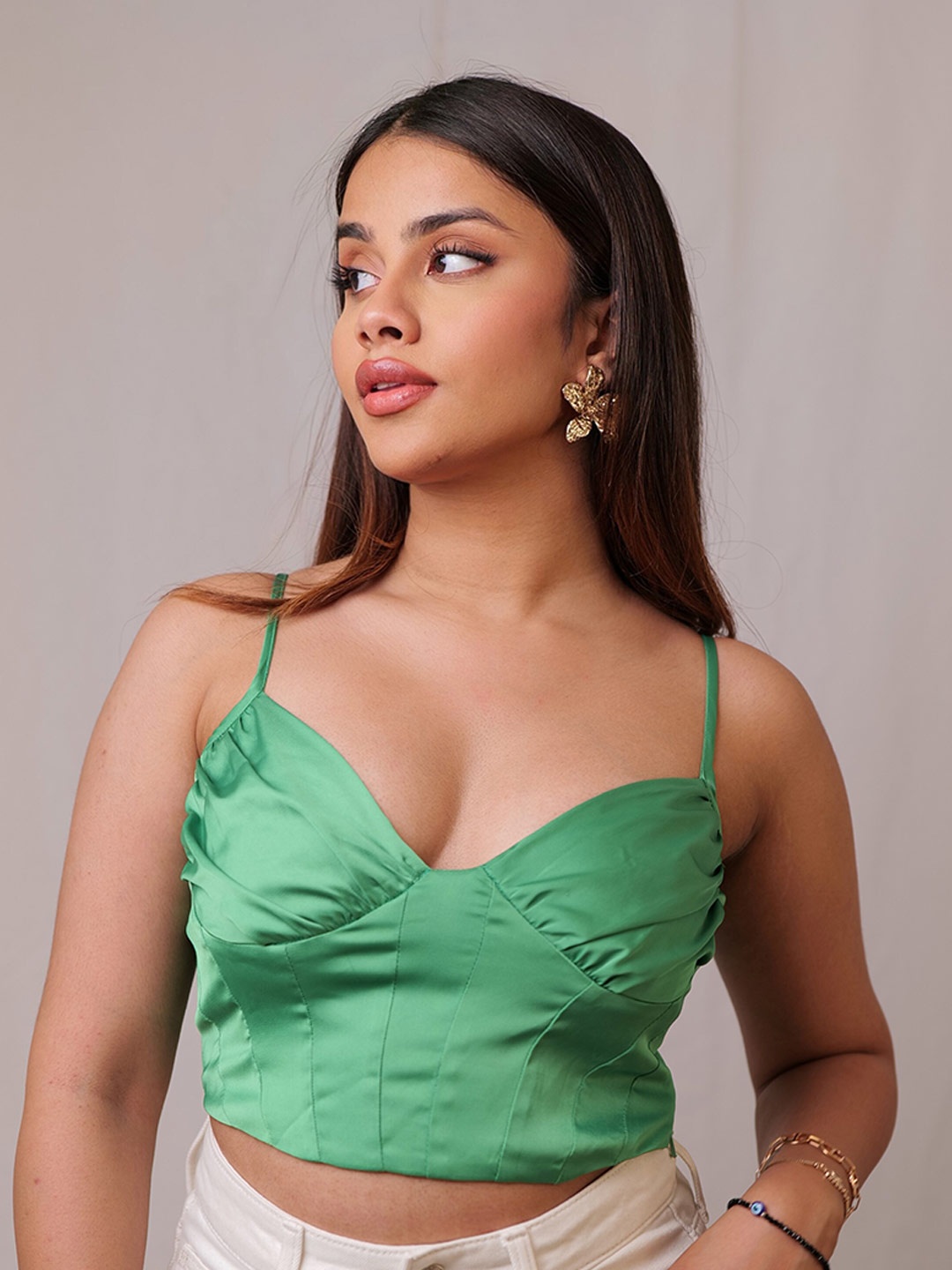 

H&M Shiny Smock Top, Green