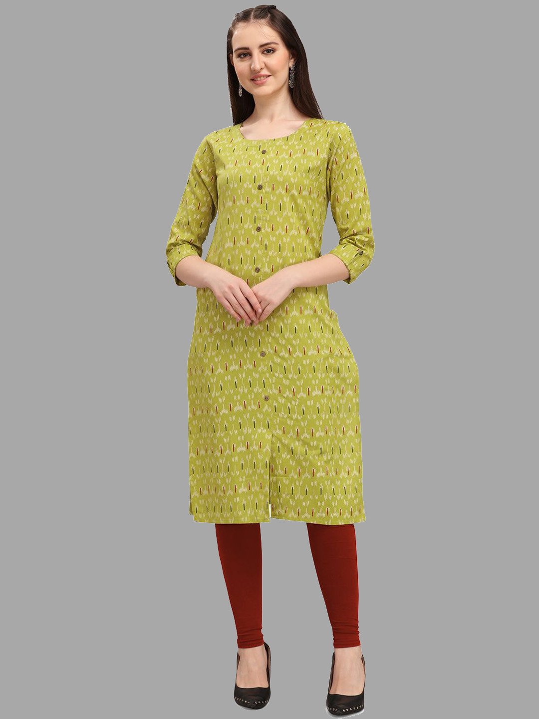 

DEETYA ARTS Geometric Printed Straight Kurta, Sea green