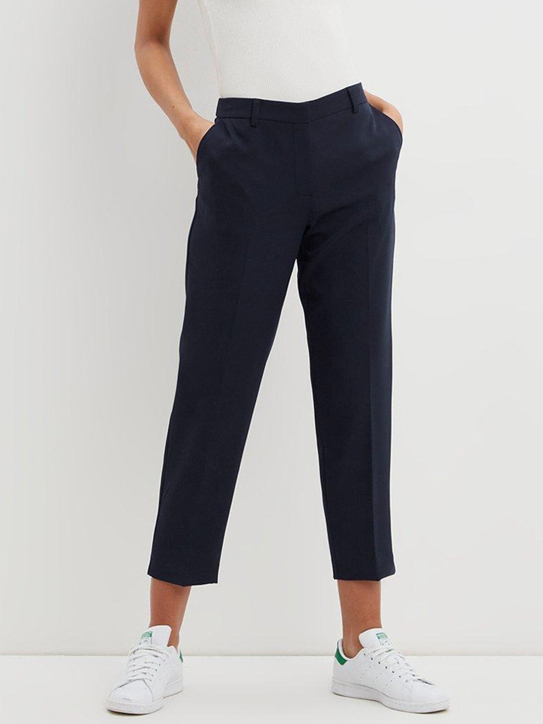 

DOROTHY PERKINS Women Slim Fit Pleated Trousers, Navy blue