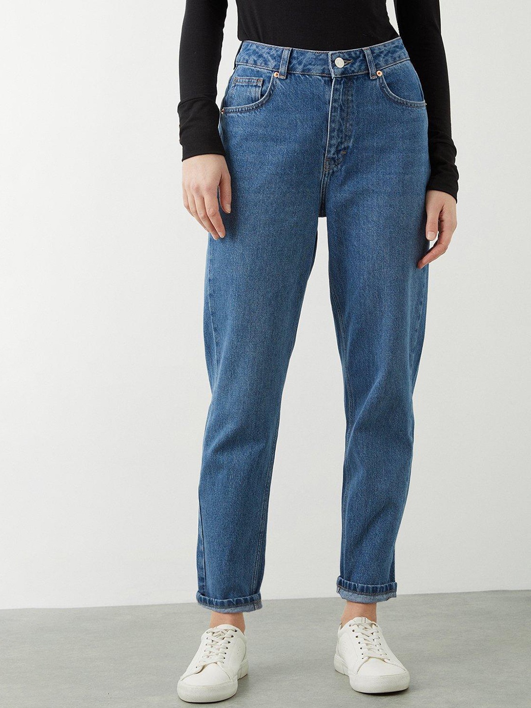 

DOROTHY PERKINS Women Relaxed Mom Fit Jeans, Navy blue
