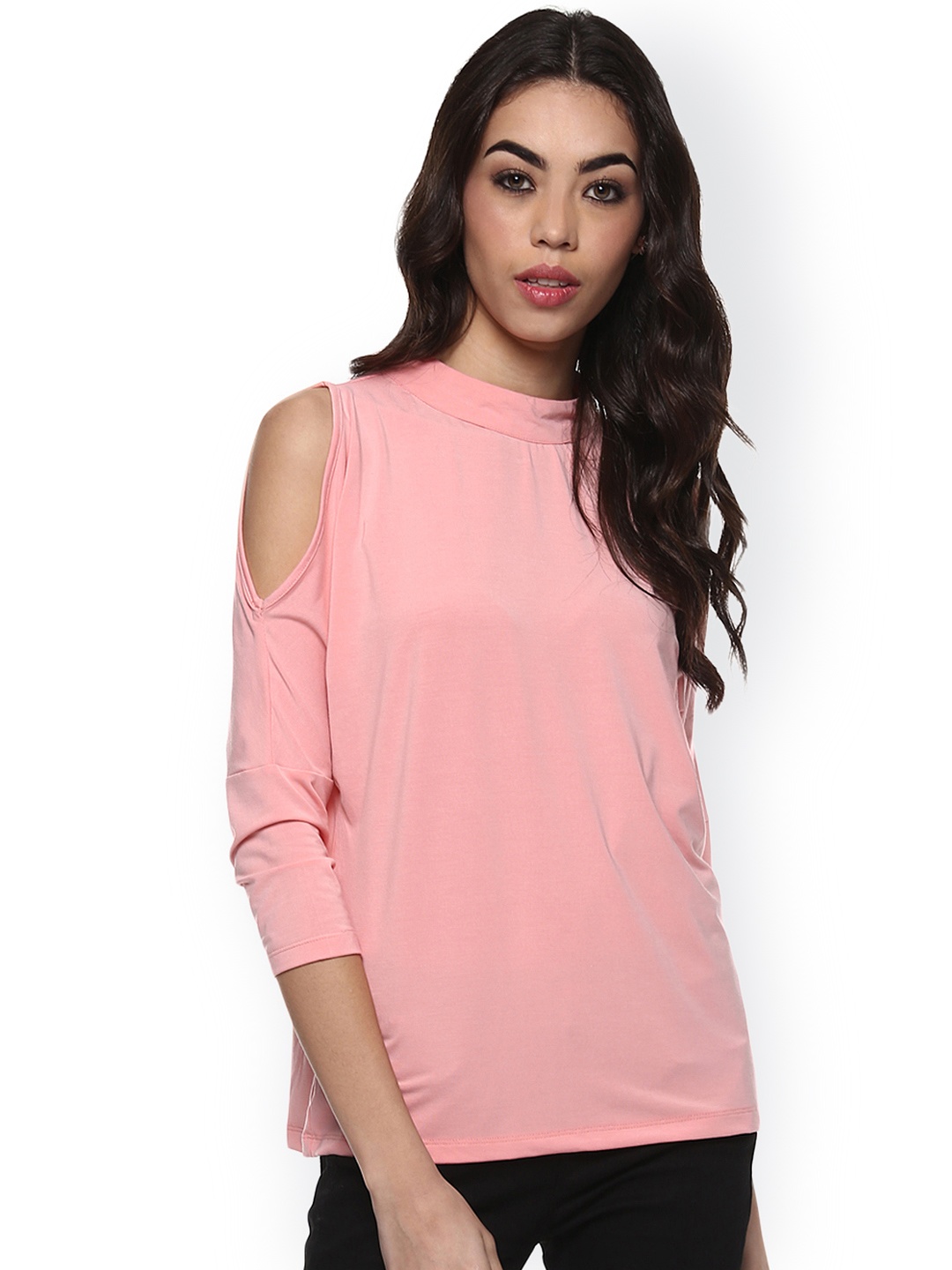 

Harpa Women Pink Solid Off-Shoulder Top