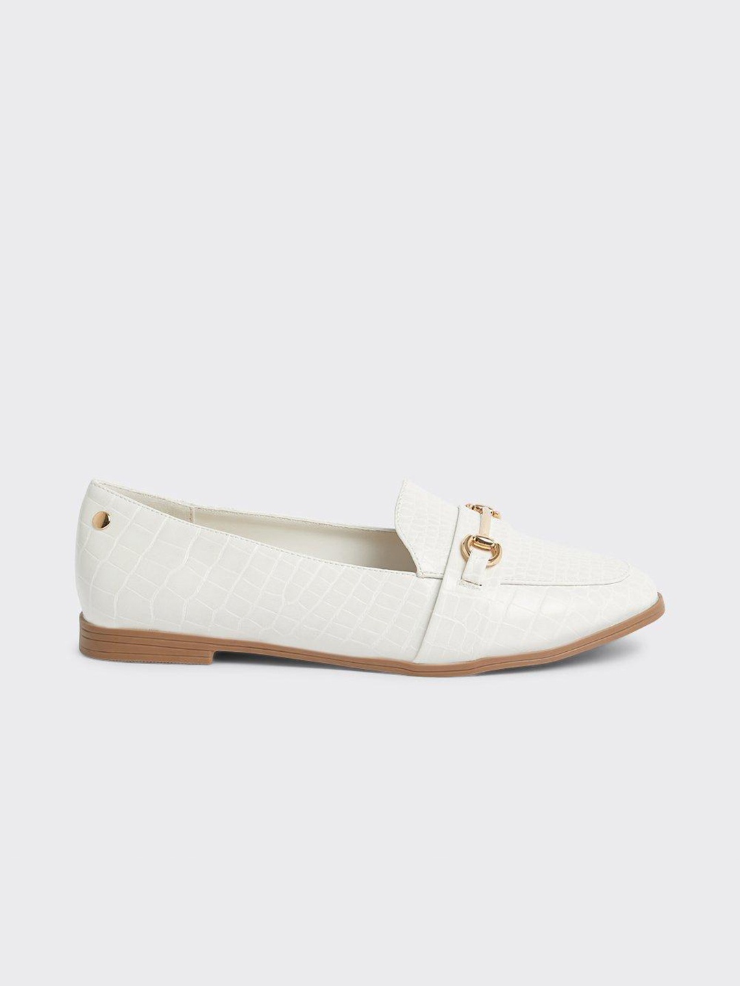 

DOROTHY PERKINS Women Croc Textured Horsebit Loafers, White