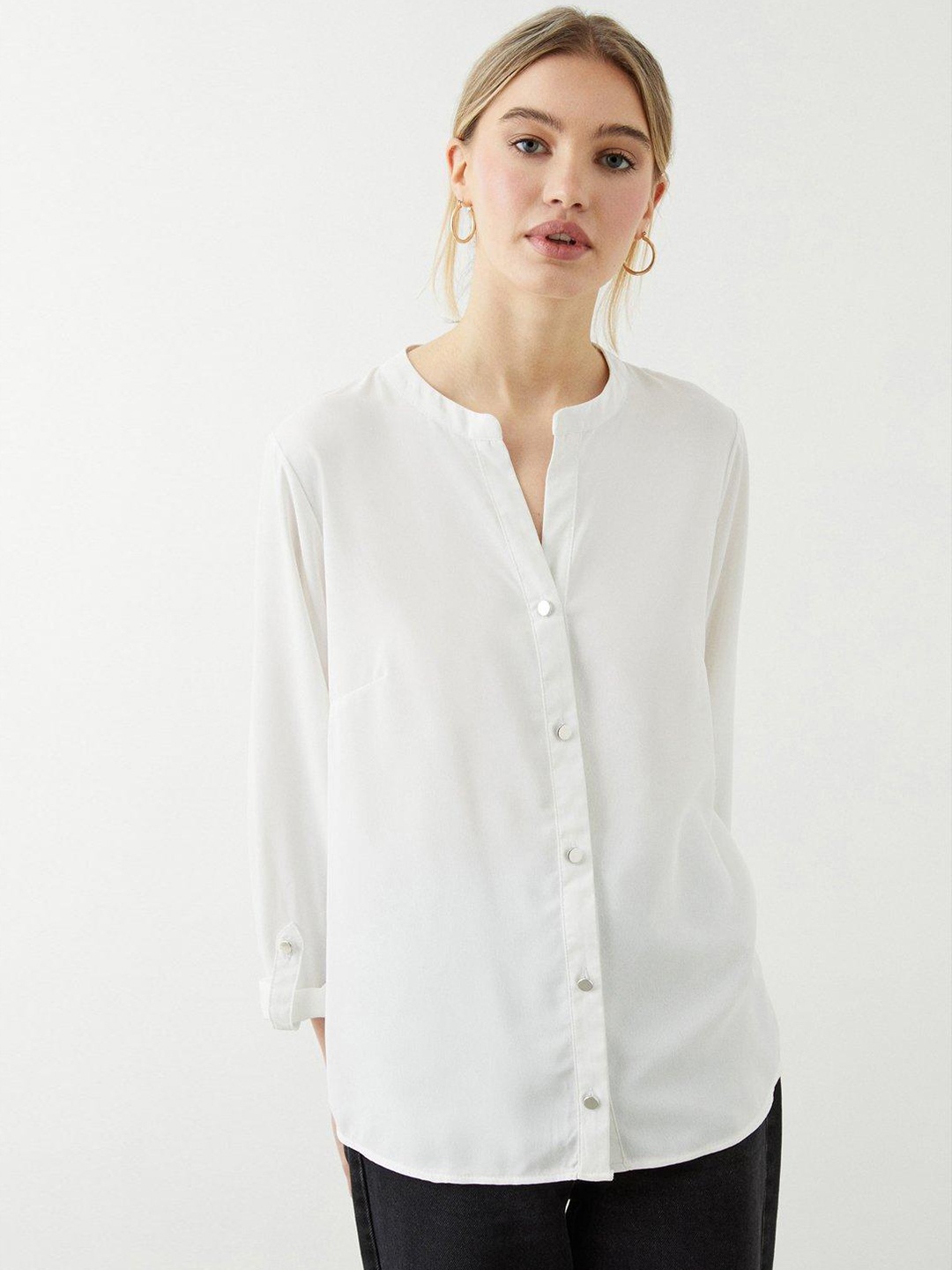 

DOROTHY PERKINS Collarless Casual Shirt, White