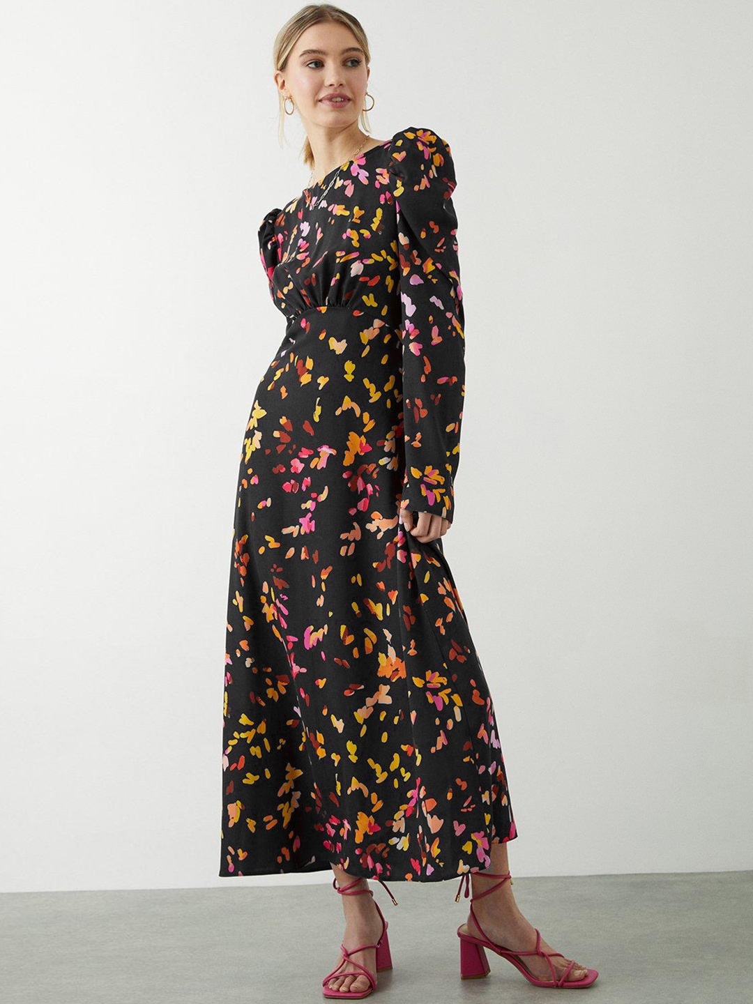 

DOROTHY PERKINS Abstract Print A-Line Maxi Dress, Black