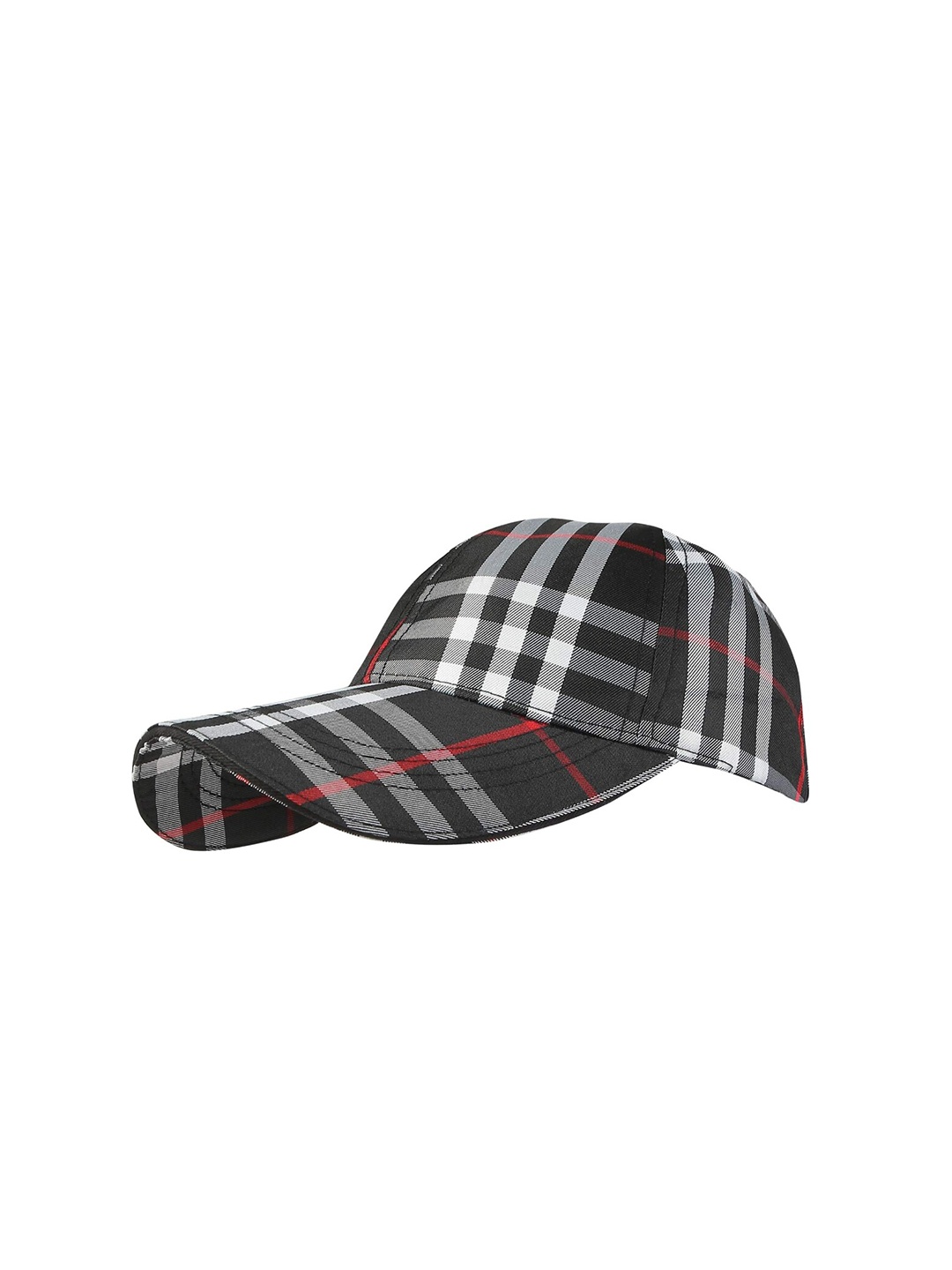 

iSWEVEN Checked Cotton Baseball Cap, Black