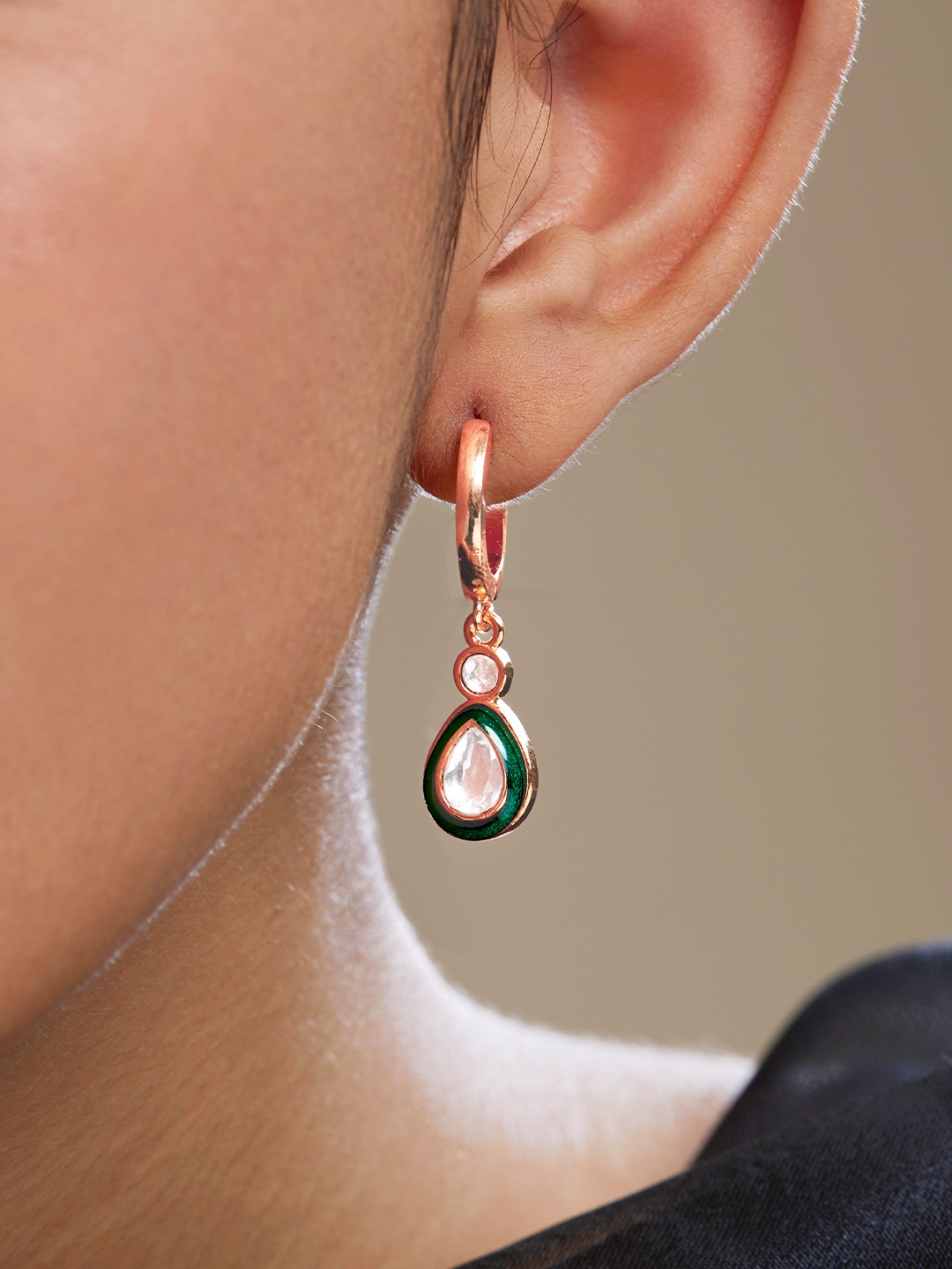 

MINUTIAE Rose Gold-Plated Teardrop Shaped Drop Earrings