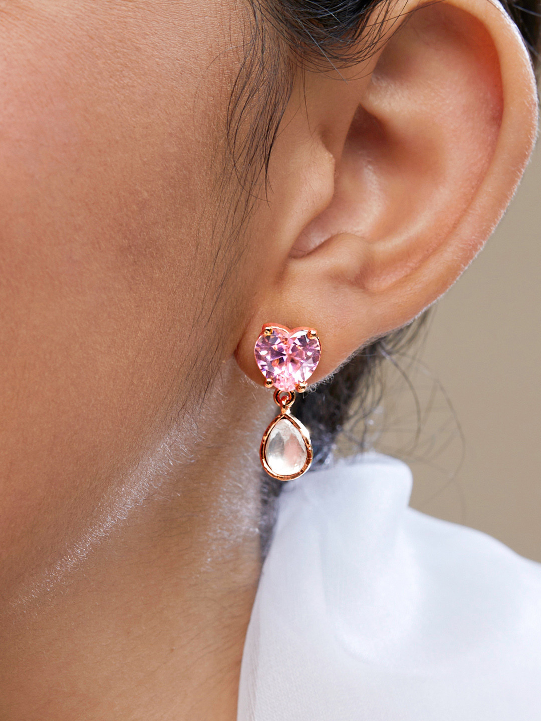 

MINUTIAE Rose Gold-Plated Heart Shaped Drop Earrings