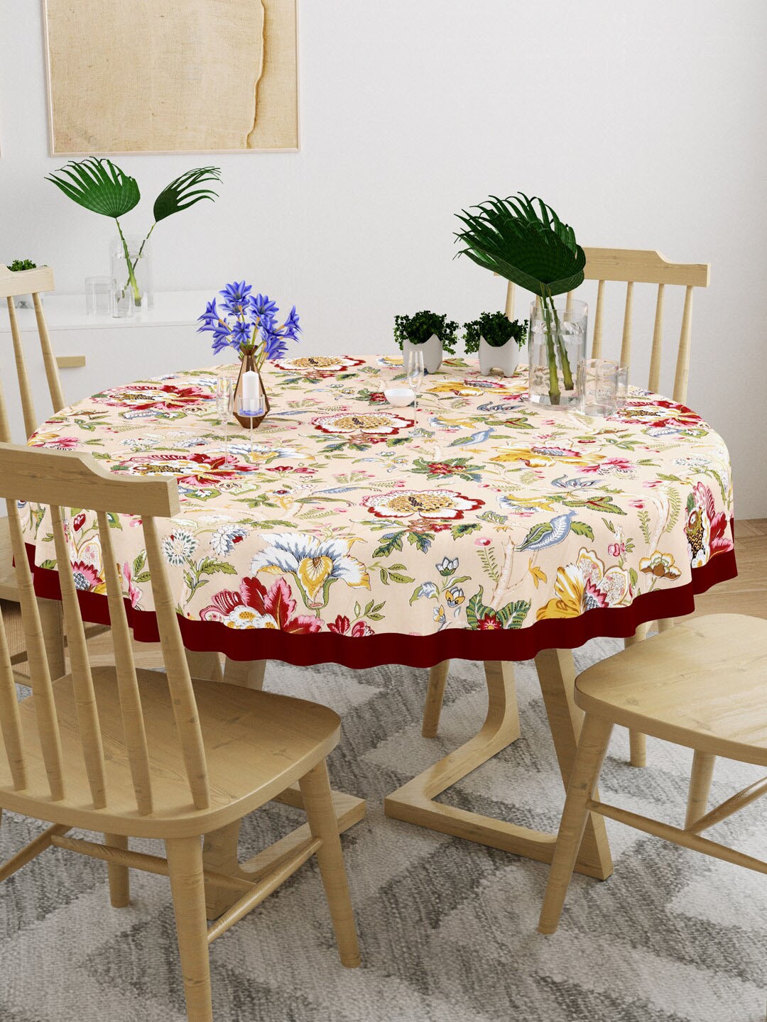 

Gulaab Jaipur Beige & Green Printed Cotton 4 Seater Table Cover