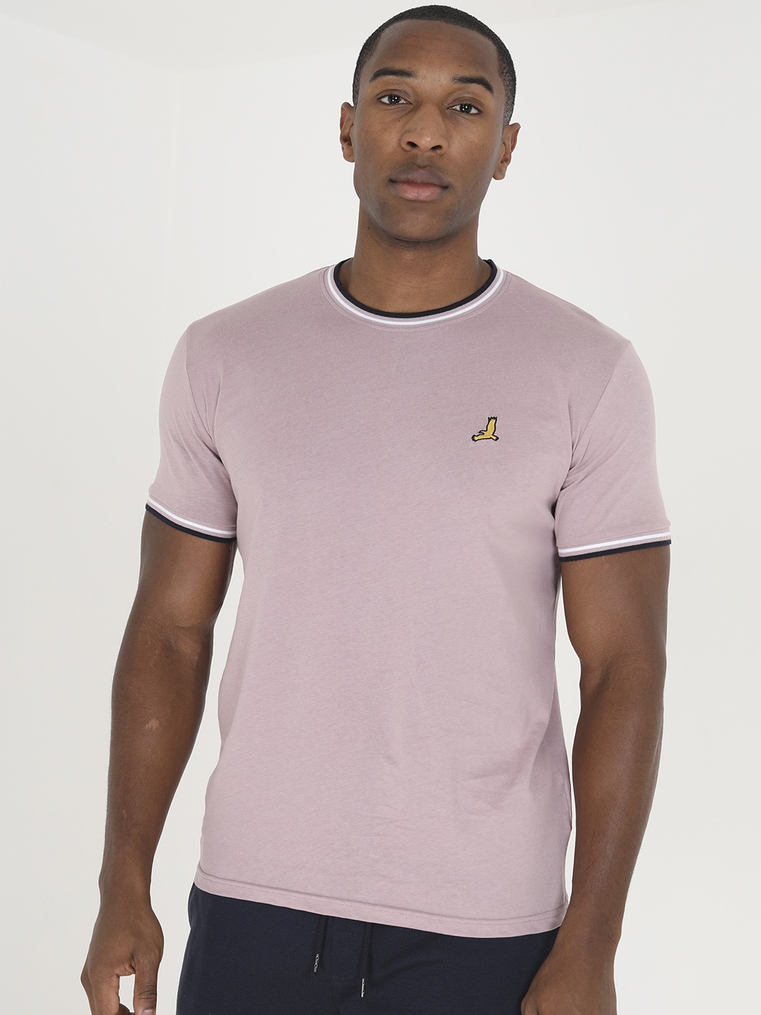 

BRAVE SOUL Men Pure Cotton T-shirt, Lavender