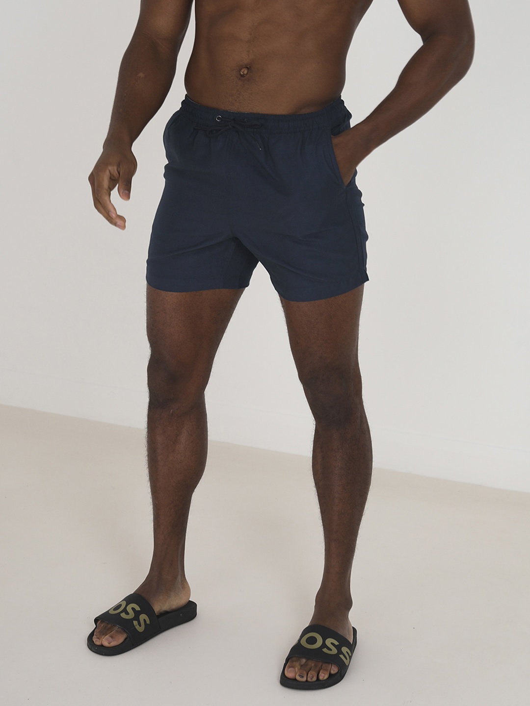 

BRAVE SOUL Men Regular Fit Swim Shorts, Navy blue