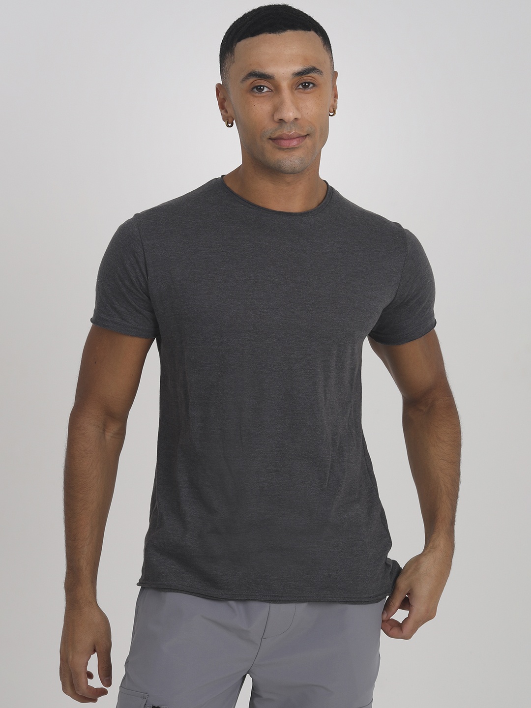 

BRAVE SOUL Pure Cotton T-shirt, Charcoal