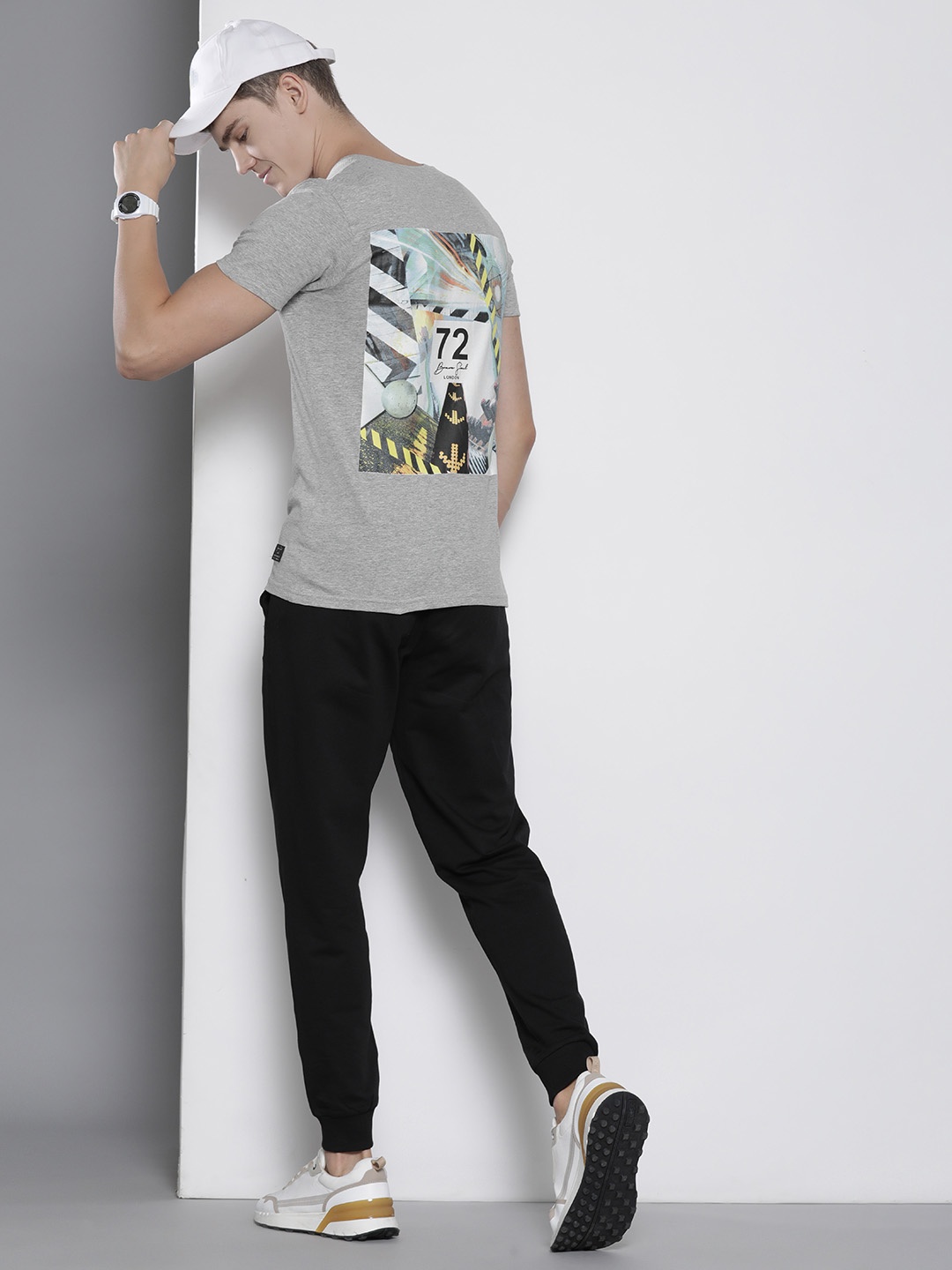 

BRAVE SOUL Graphic Printed Pure Cotton T-shirt, Grey
