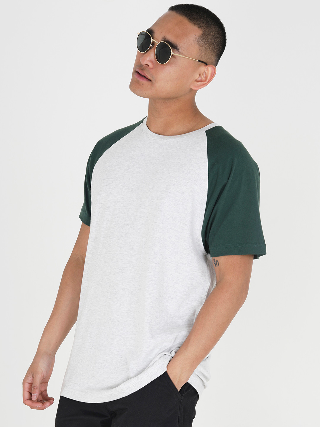 

BRAVE SOUL Raglan Sleeve T-shirt, Grey melange