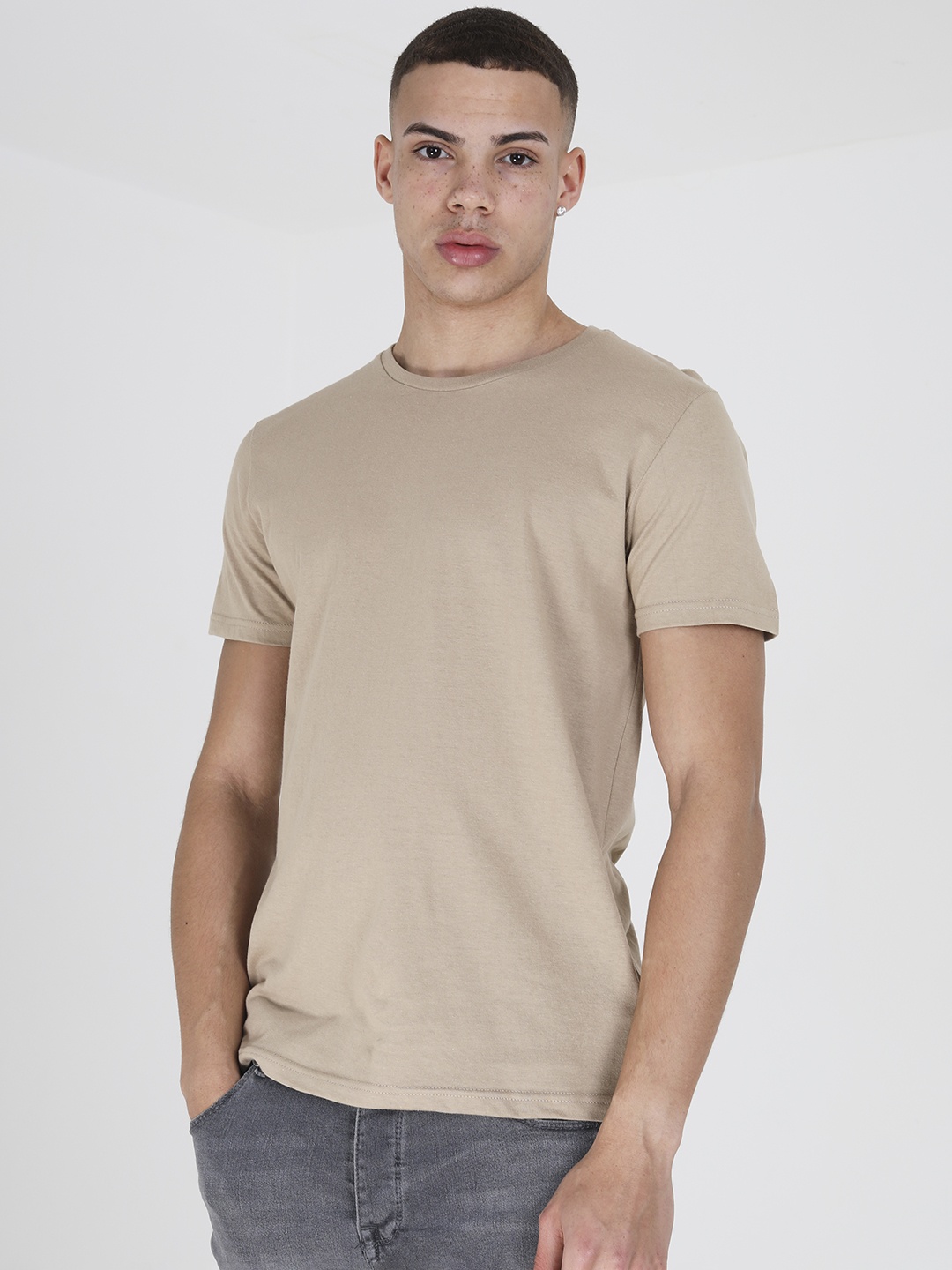 

BRAVE SOUL Pure Cotton T-shirt, Beige