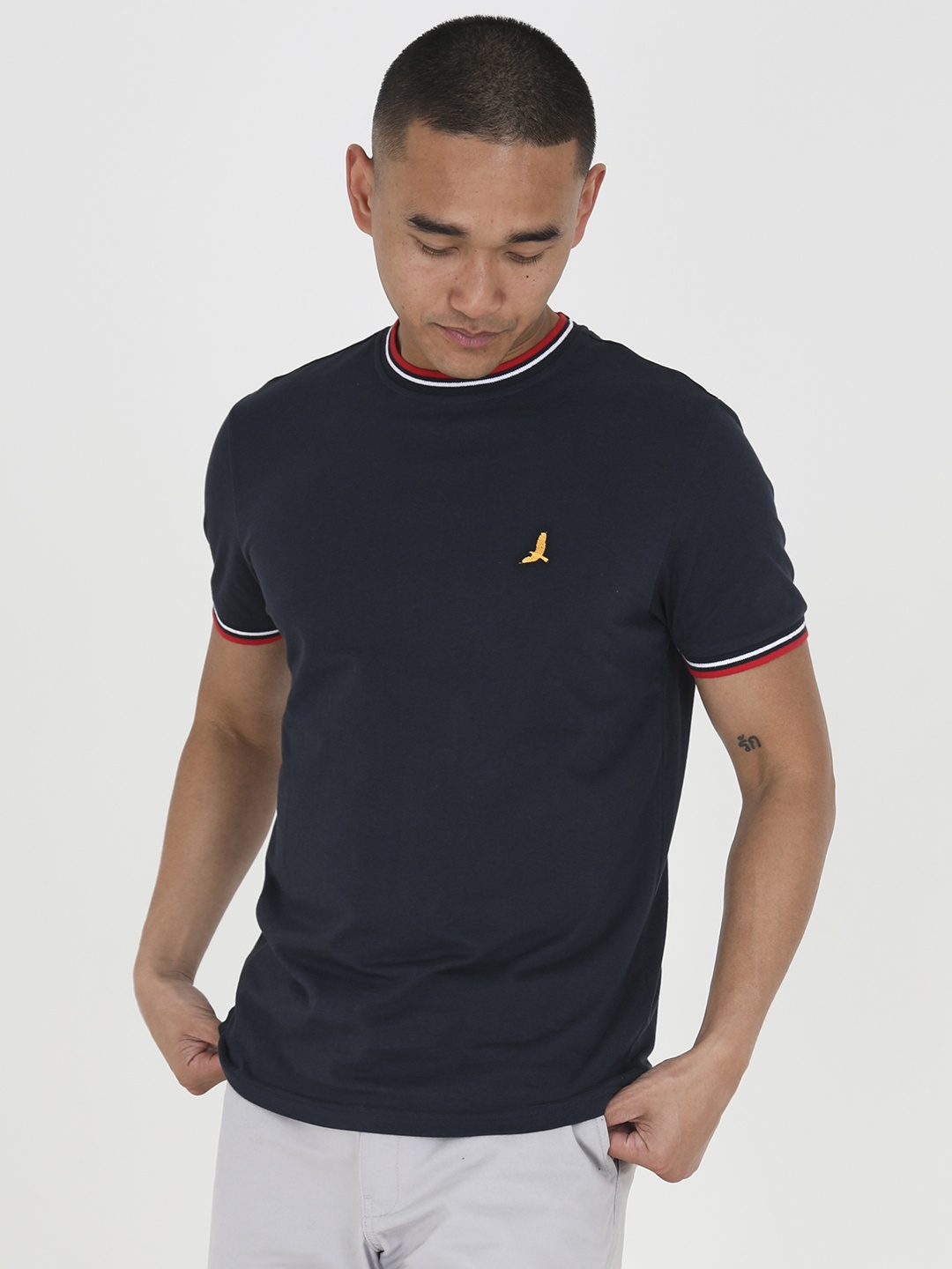 

BRAVE SOUL Pure Cotton T-shirt, Navy blue