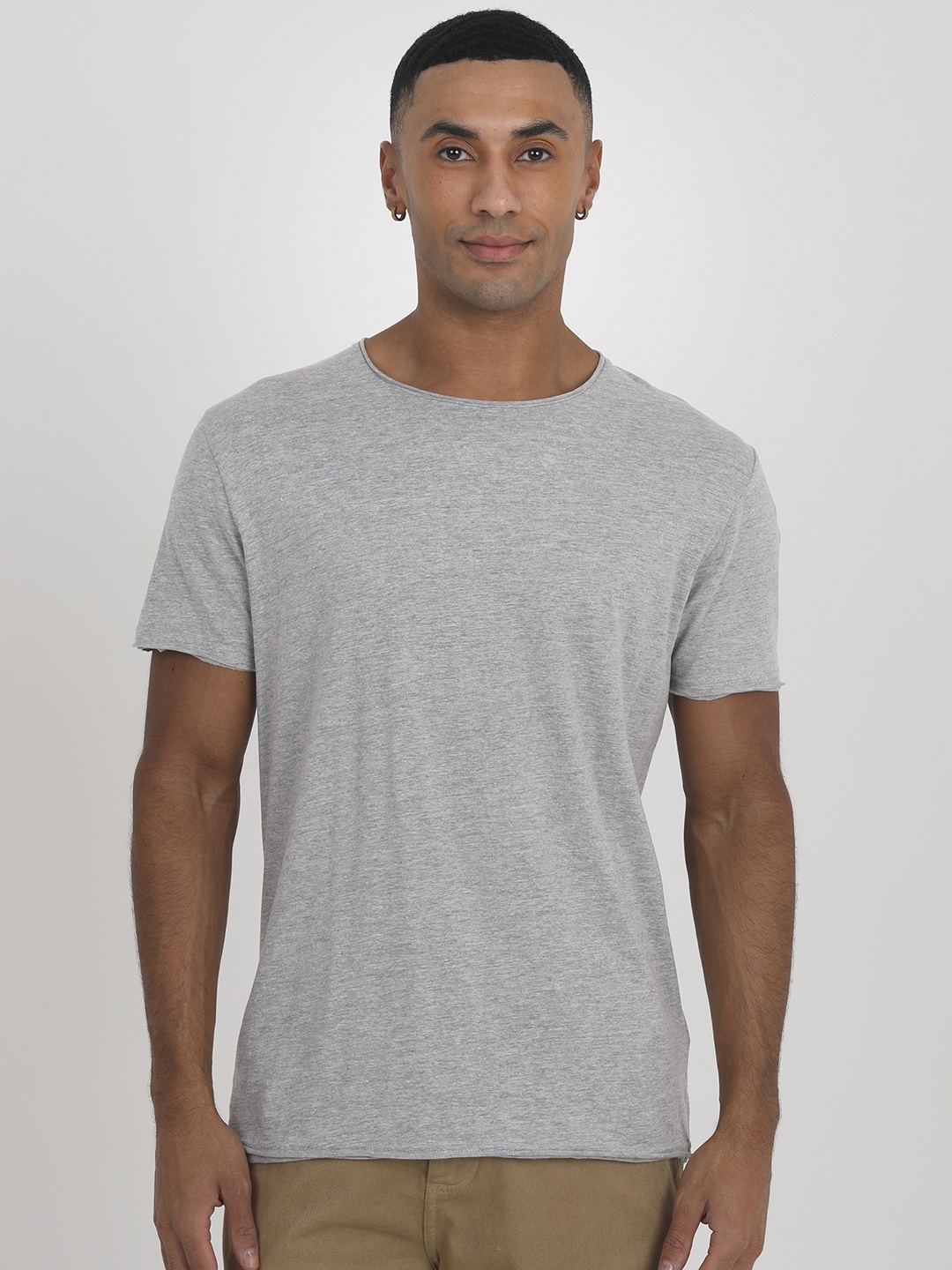 

BRAVE SOUL Pure Cotton T-shirt, Grey melange