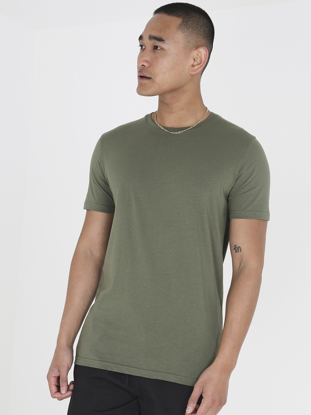 

BRAVE SOUL Pure Cotton T-shirt, Olive